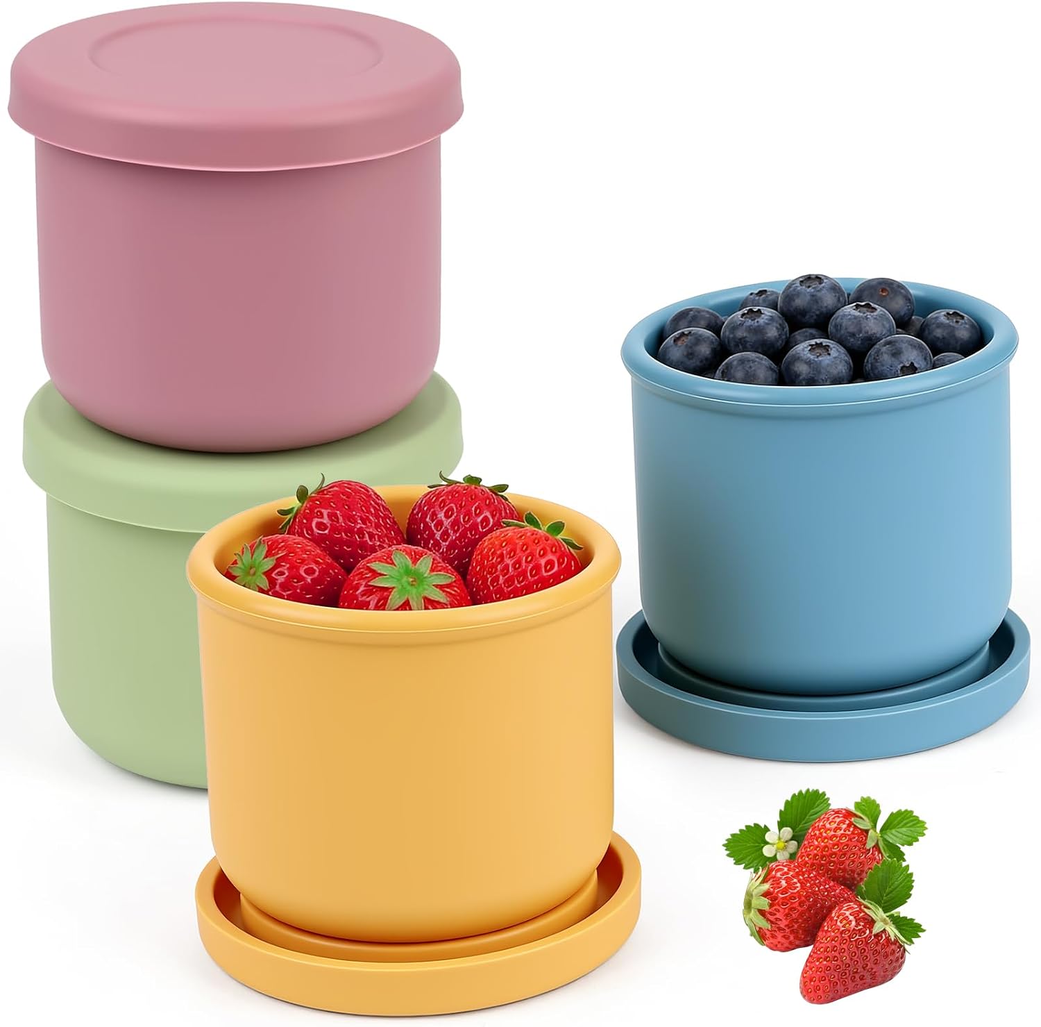 YQL 4 Pack 8 oz Silicone Snack Cont...