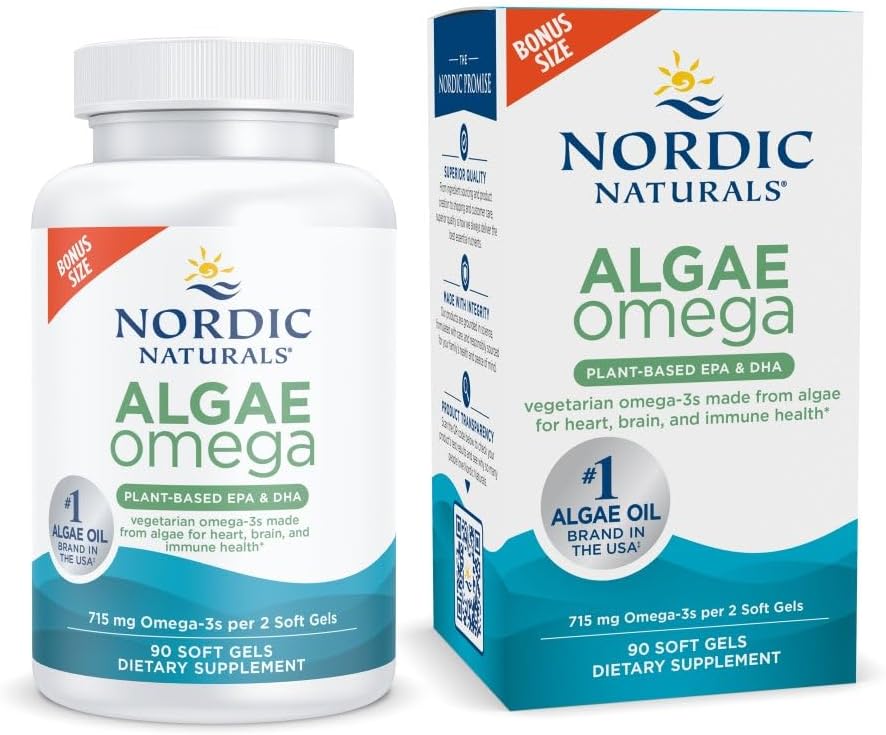 Nordic Naturals Algae Omega, 715mg Vegan EPA+DHA, Plant-Based - 90 Count