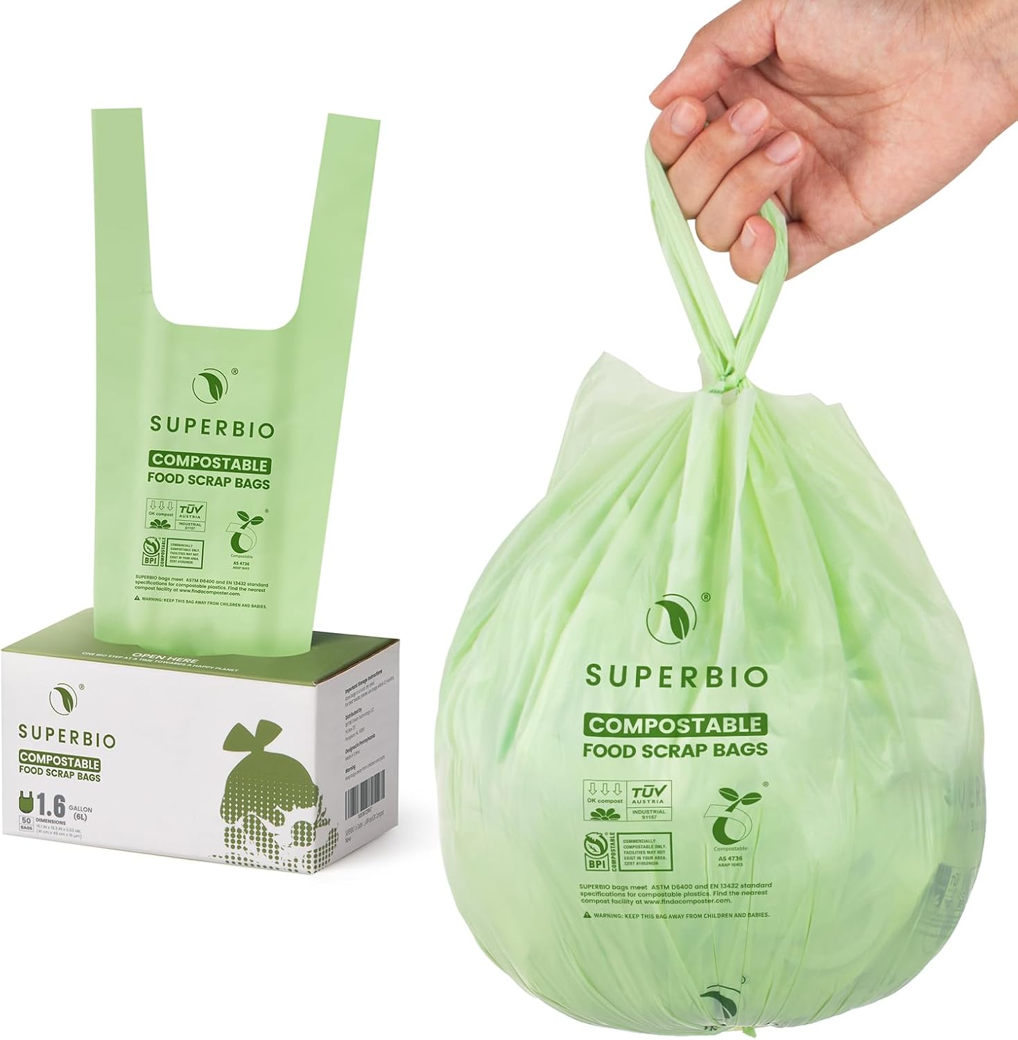 SUPERBIO 1.6 Gallon Compostable Foo...