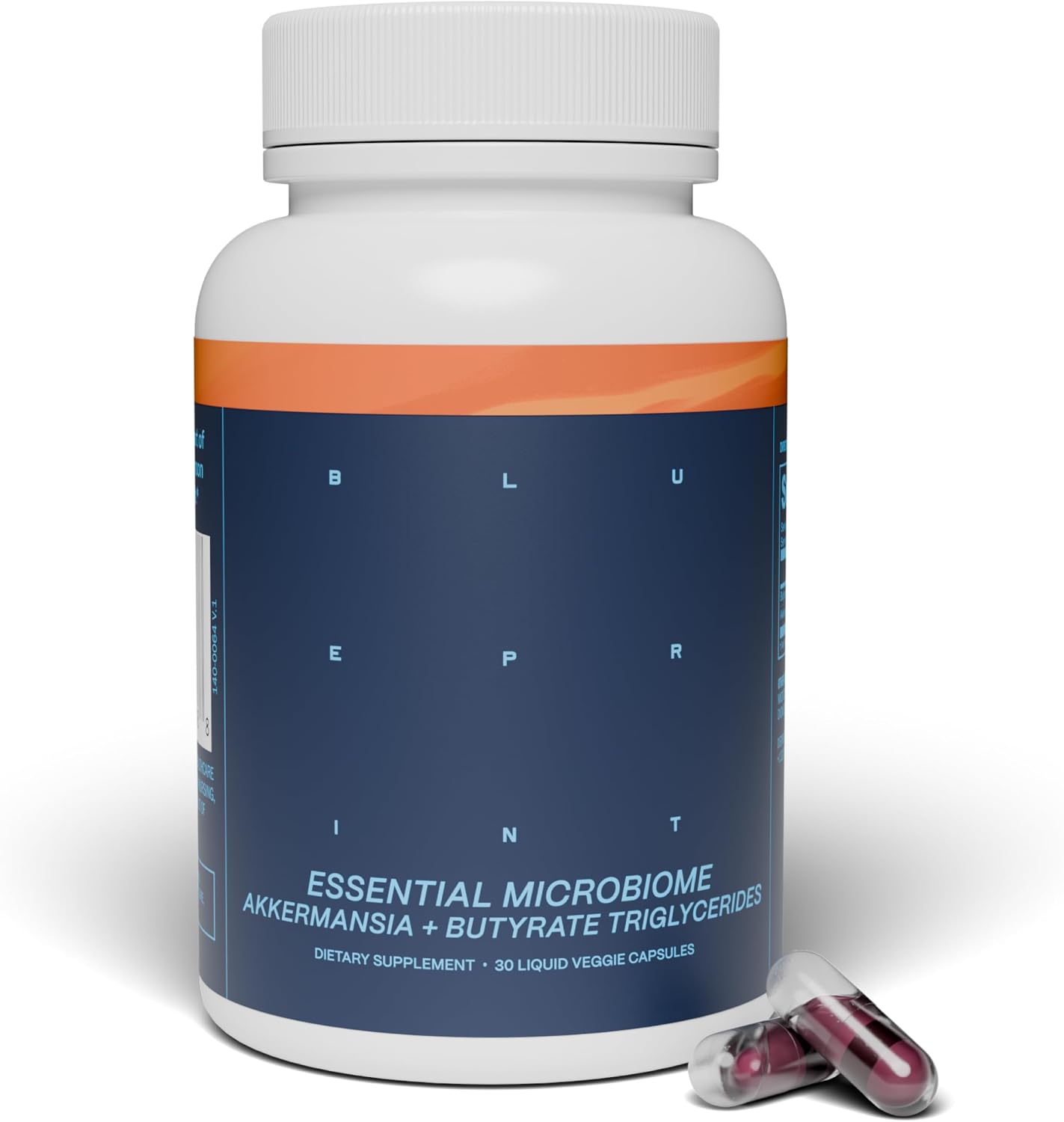 Blueprint by Bryan Johnson Essential Microbiome Capsules, Digestive & Gut Health Support for Women and Men, Delayed-Release 2-in-1 Postbiotic Daily Oral Microbiome Supplement for Healthy Digestion