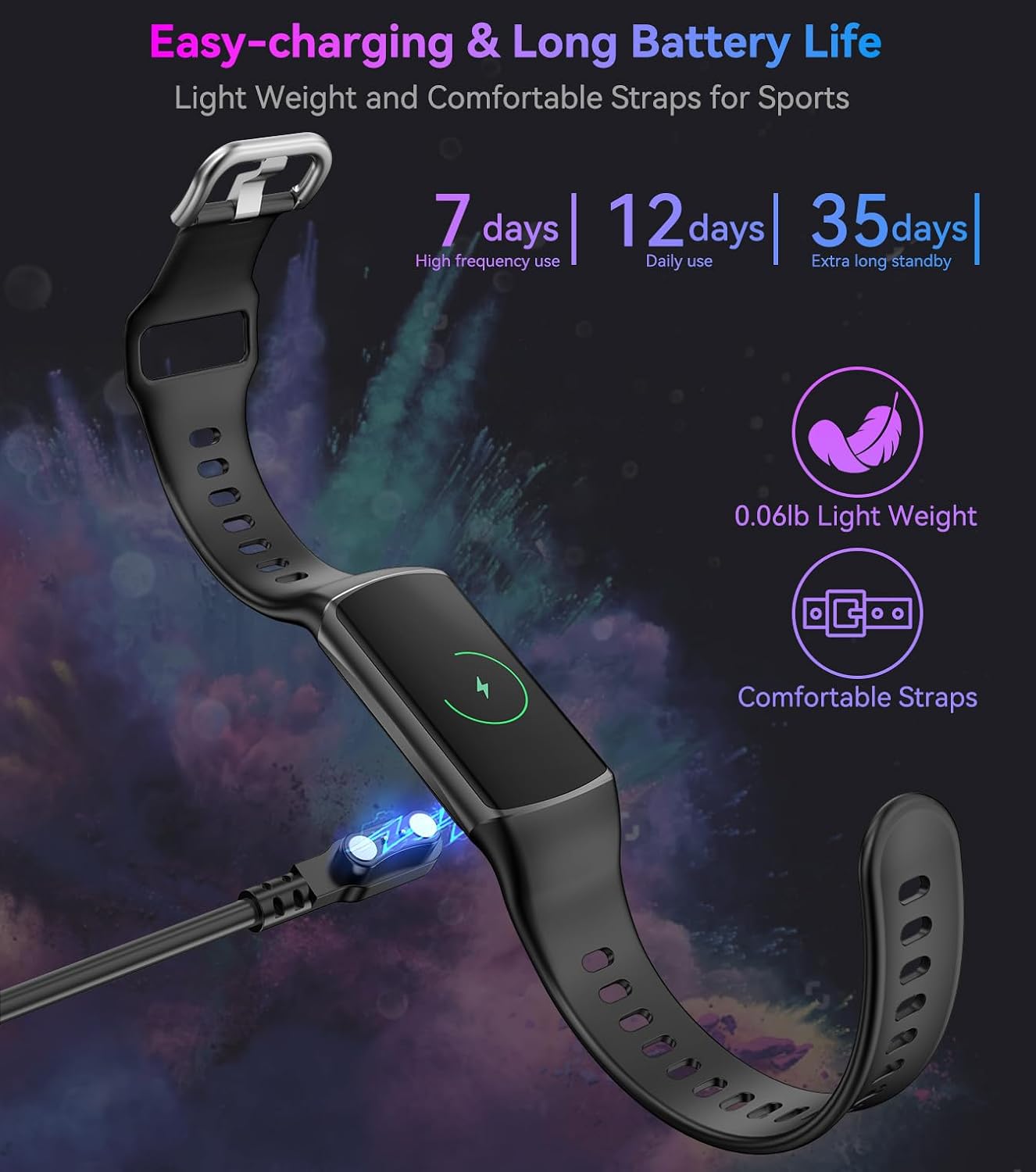 Smart Watch Fitness Tracker with 24/7 Heart Rate, Blood Oxygen Blood Pressure Monitor Sleep Tracker 120 Sports Modes Activity Trackers Step Calorie Counter IP68 Waterproof for Andriod iPhone Women Men - Image 3