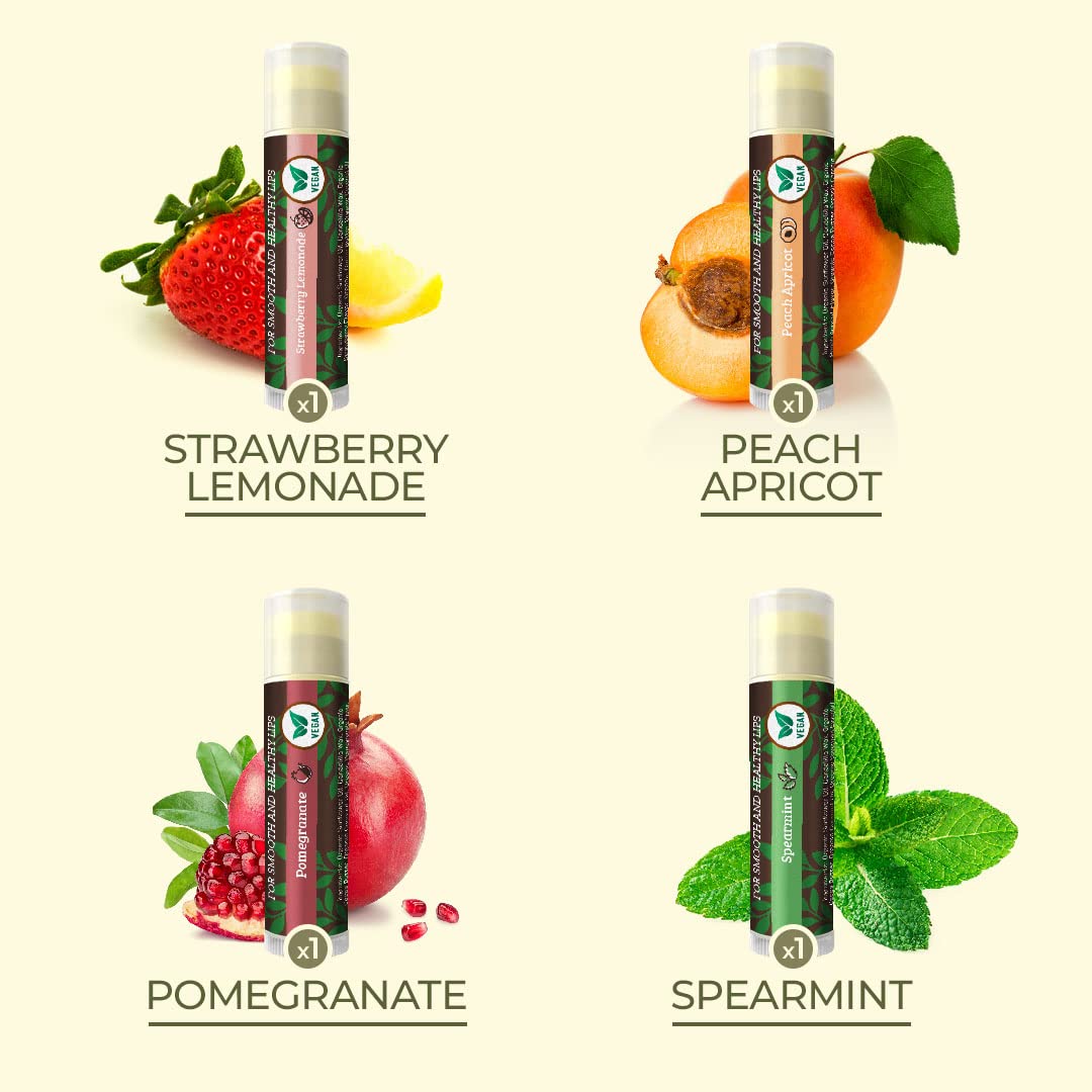 Earth's Daughter Vegan Lip Balm - Moisturizing Beeswax Free 4-Pack