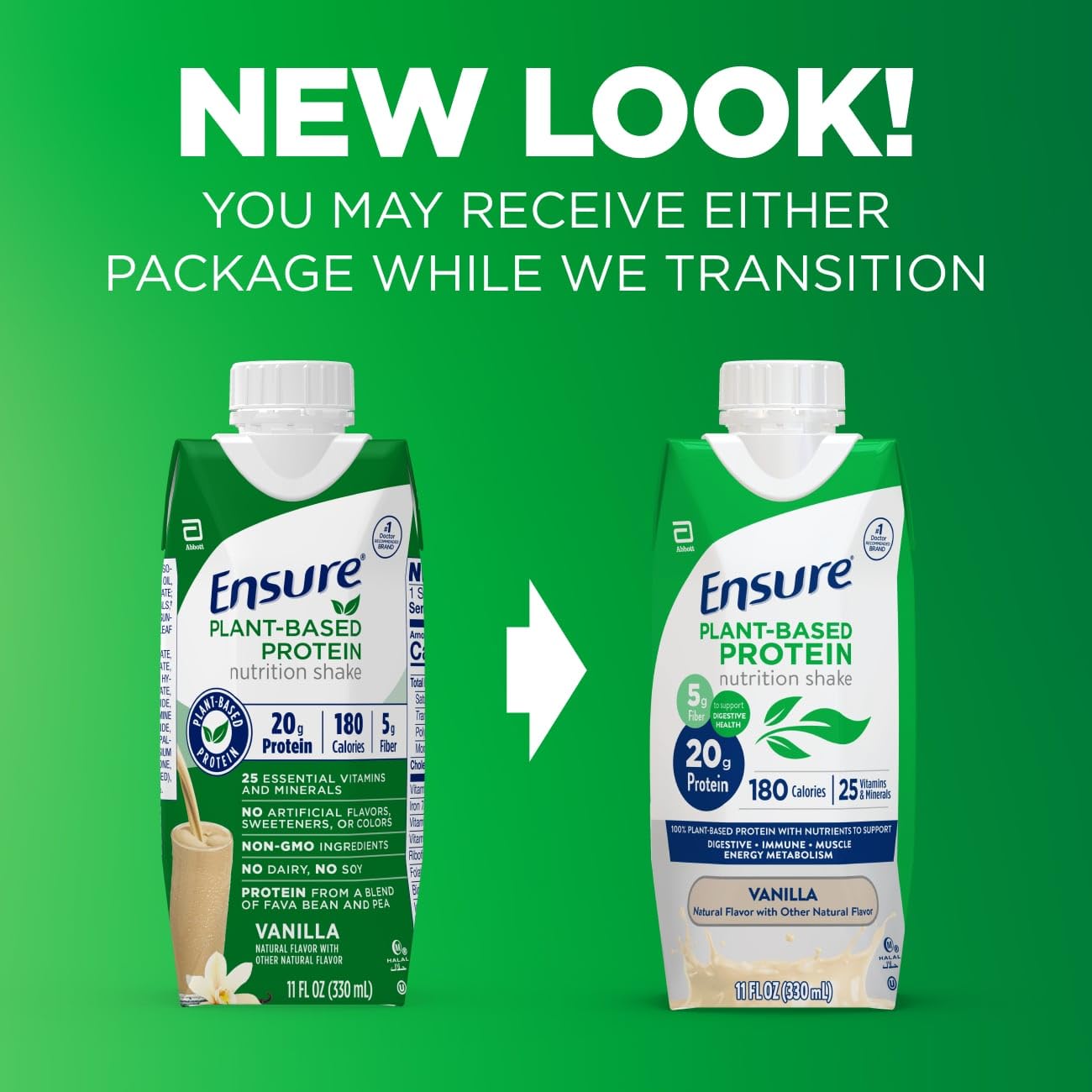 Ensure Plant-Based Vegan Protein Vanilla Nutrition Shake I Gluten-Free I Dairy-Free I Soy-Free Bottled Liquid Shake I 12 Pack - Image 3