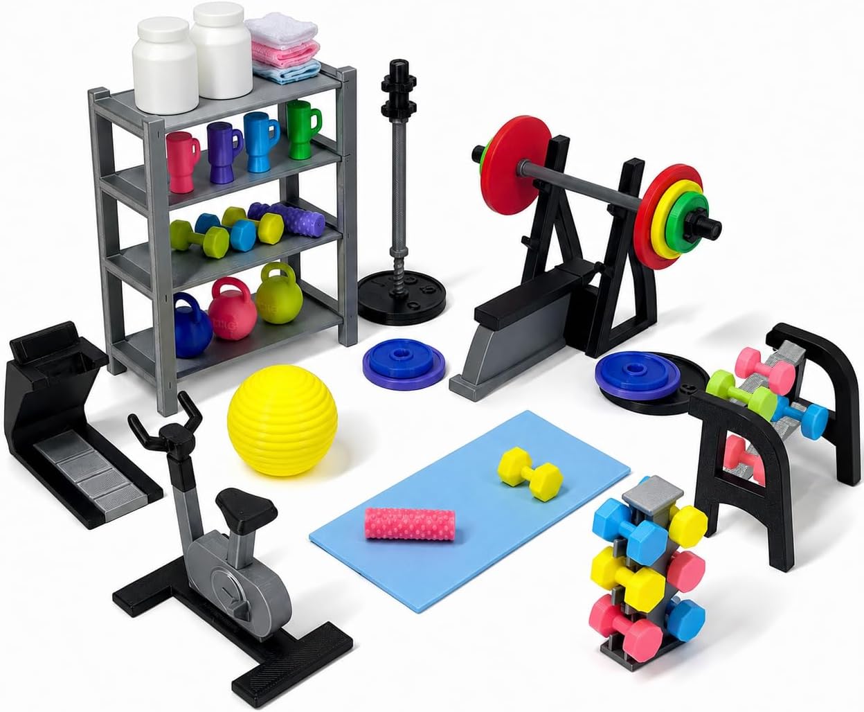 50 Pcs Miniature Gym Equipment Set,...