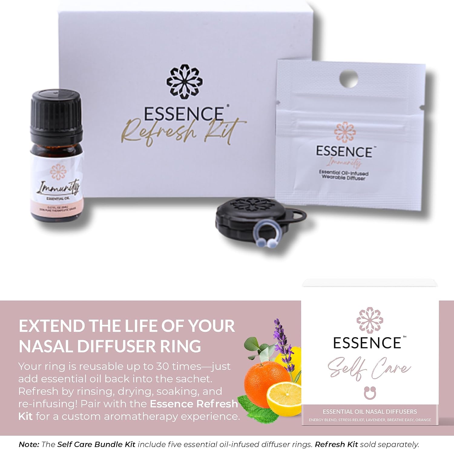 Essence Nasal Diffuser Self Care Bundle – Essential Oil Silicone Nose Rings for Stress, Energy & Mental Clarity – Wearable Aromatherapy Pack for Wellness & Mood Balance - Image 7