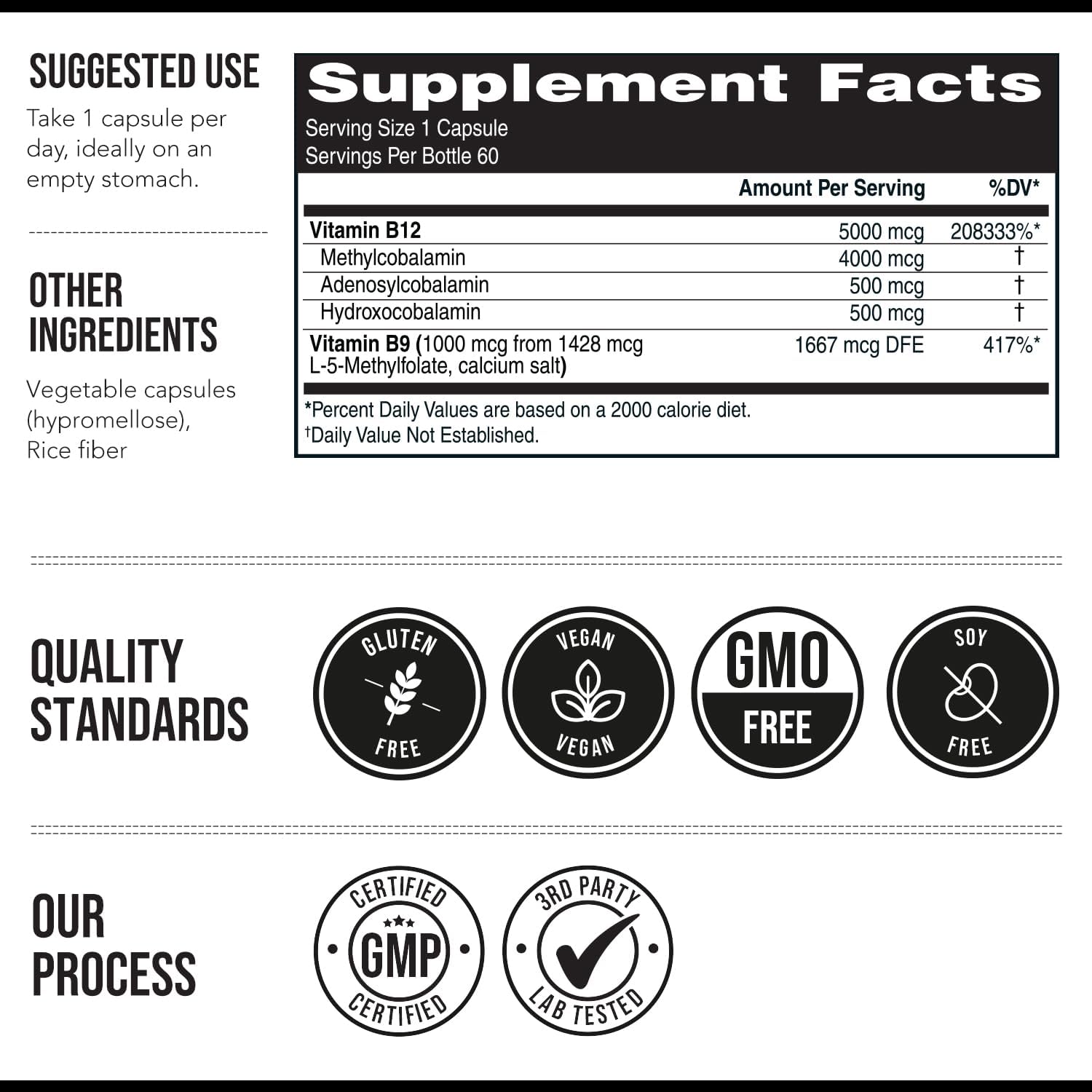 Vitamin B12 5000mcg Complex, Methylated Methylcobalamin for Women & Men - Image 7