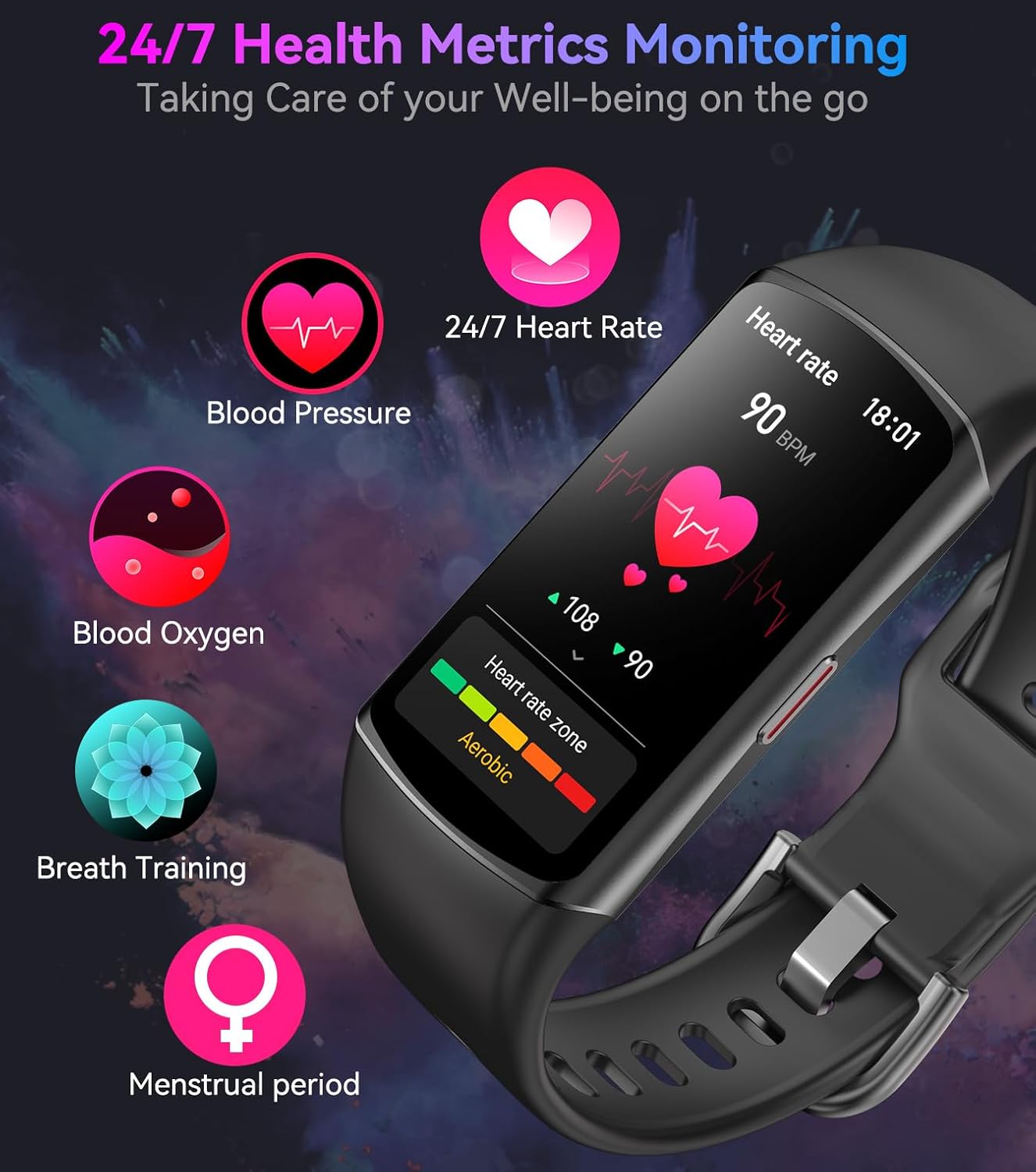 Smart Watch Fitness Tracker with 24/7 Heart Rate, Blood Oxygen Blood Pressure Monitor Sleep Tracker 120 Sports Modes Activity Trackers Step Calorie Counter IP68 Waterproof for Andriod iPhone Women Men - Image 4