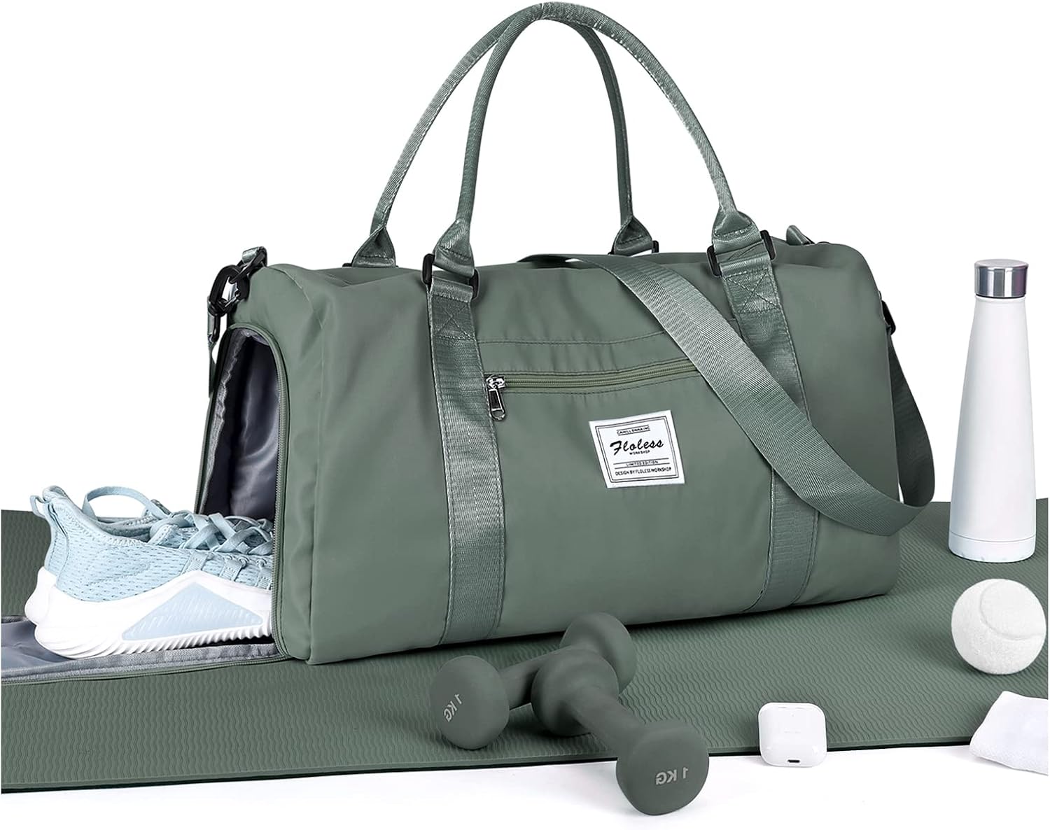 Gym Bag Womens Mens with Shoes Comp...