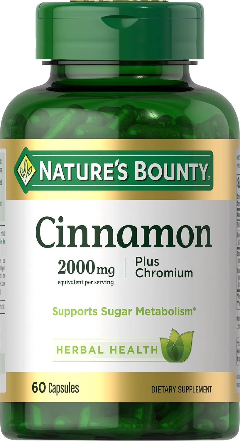 Nature's Bounty Cinnamon 2000mg Plus Chromium, 60 Capsules