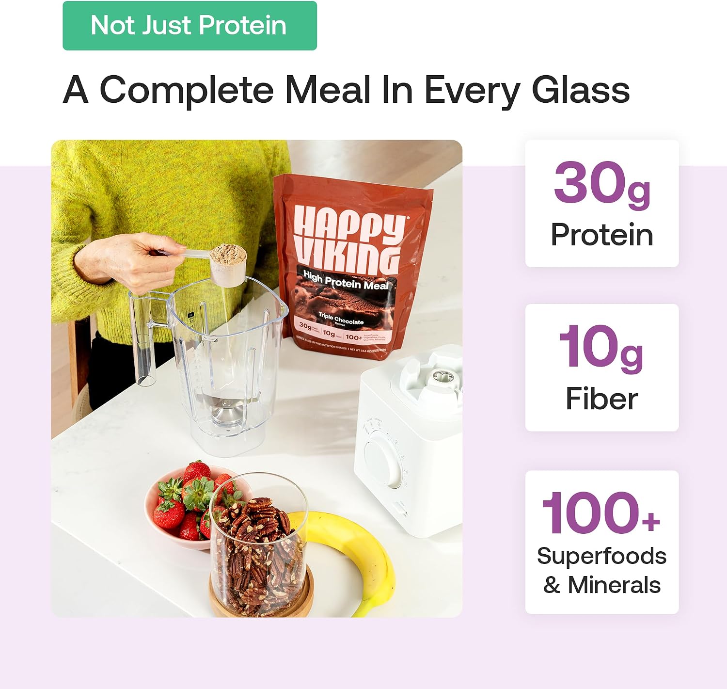 Happy Viking Plant-Based Vegan Protein Powder +100 Superfoods - Vanilla - Image 3