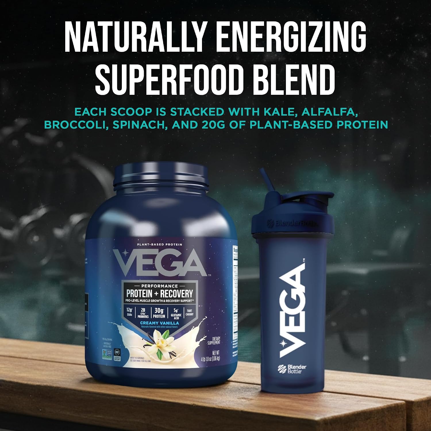 Vega Protein + Recovery, Vanilla – 30g Vegan Protein, Dairy & Gluten Free, Probiotics, NSF Certified, 65.6 oz (45 Servings) - Image 10