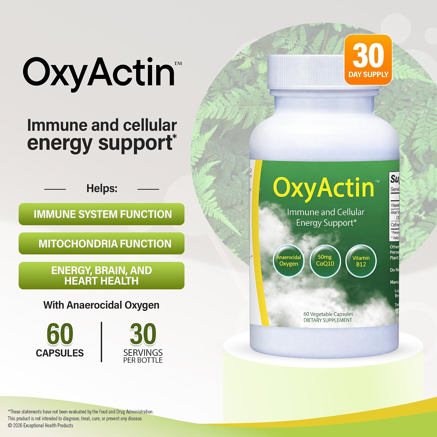OxyActin Oxygen Supplement, 60 Vegetable Capsules - Image 2