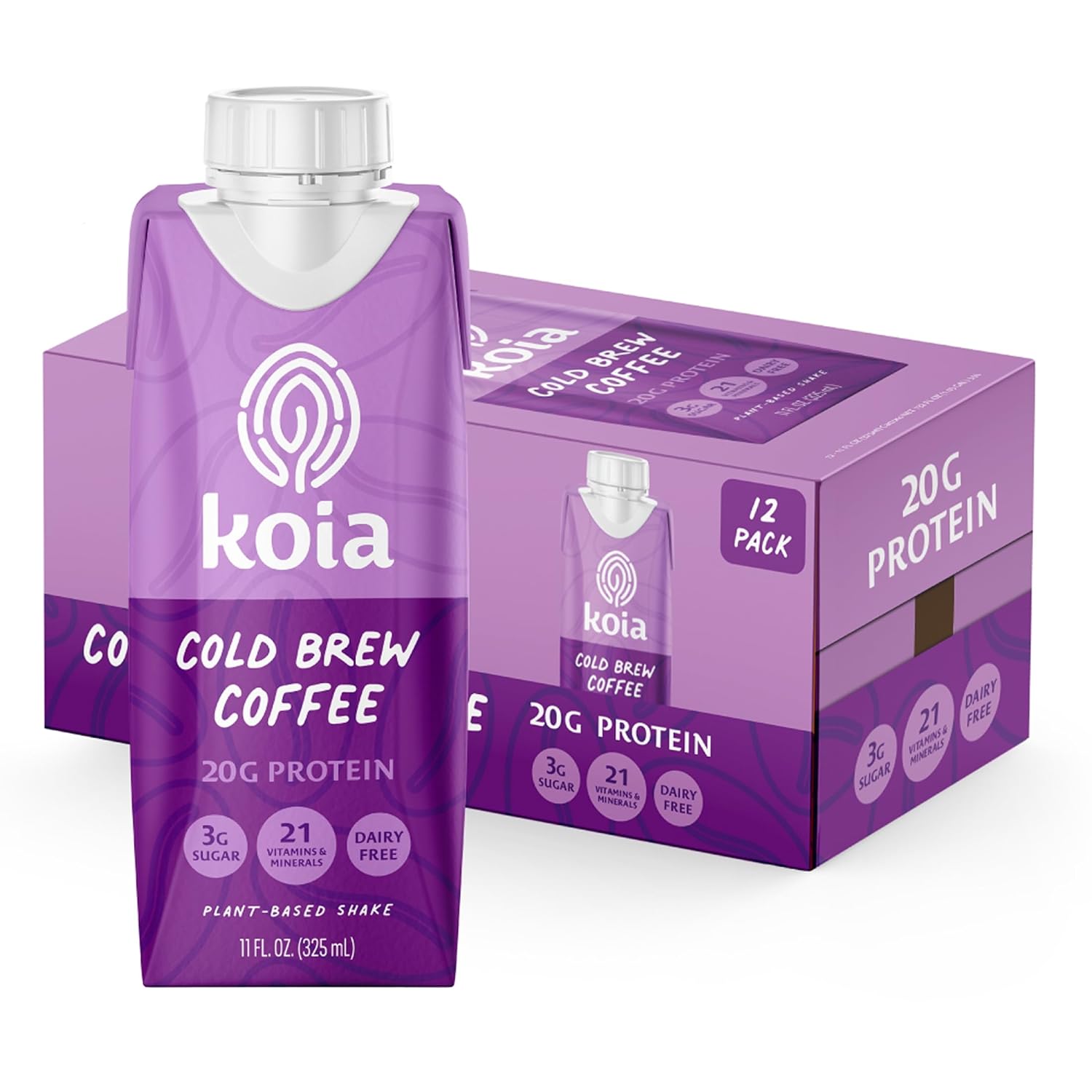 Koia Plant-Based Protein Shake, Coffee, 11 Fl Oz (Pack of 12)