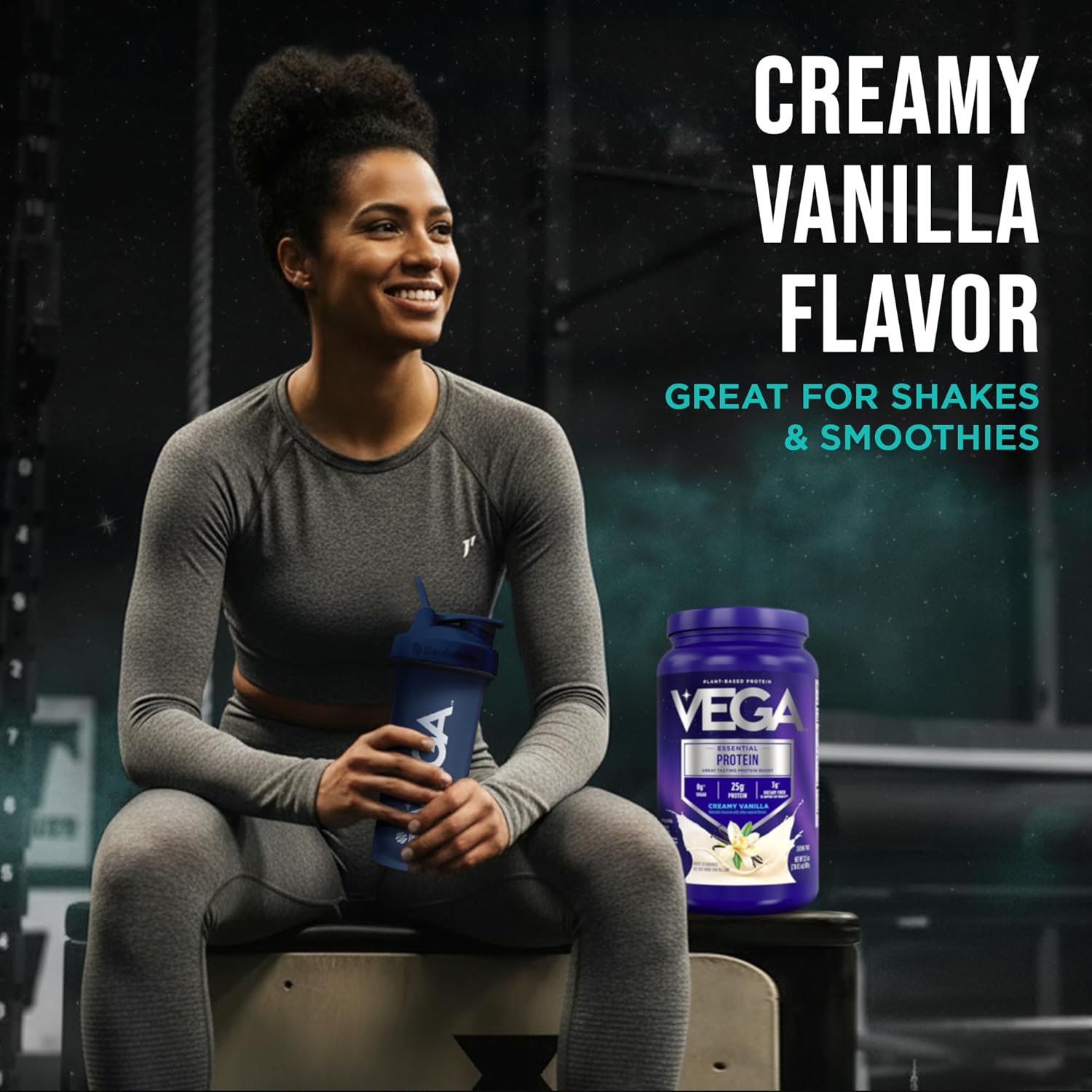 Vega Essential Protein – 25g Plant Based Protein Powder, Creamy Vanilla, Vegan for a Dairy-Free Vanilla Shake – Large Tub, 32.5oz (20 Servings) - Image 6