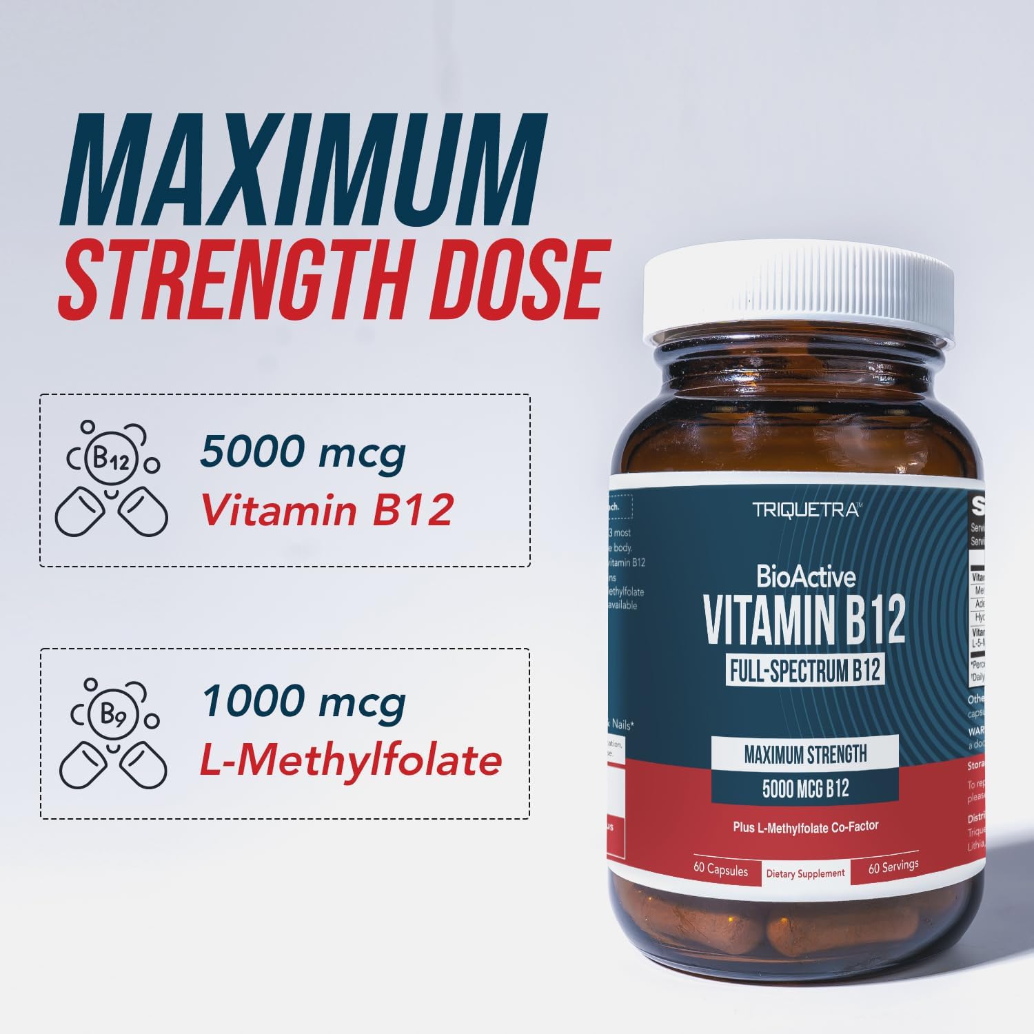 Vitamin B12 5000mcg Complex, Methylated Methylcobalamin for Women & Men - Image 6
