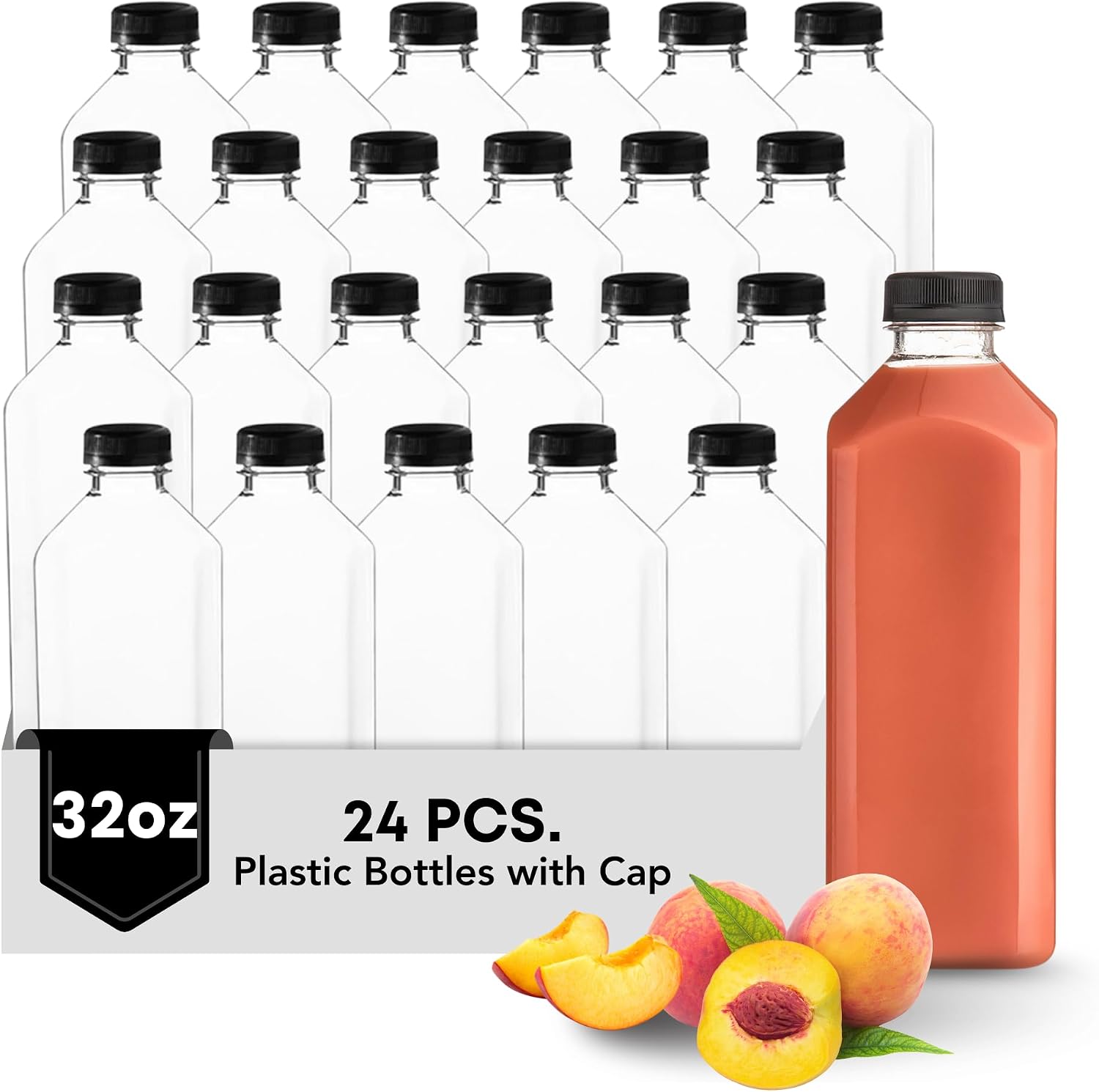 Hammont Plastic Bottles with Caps &...