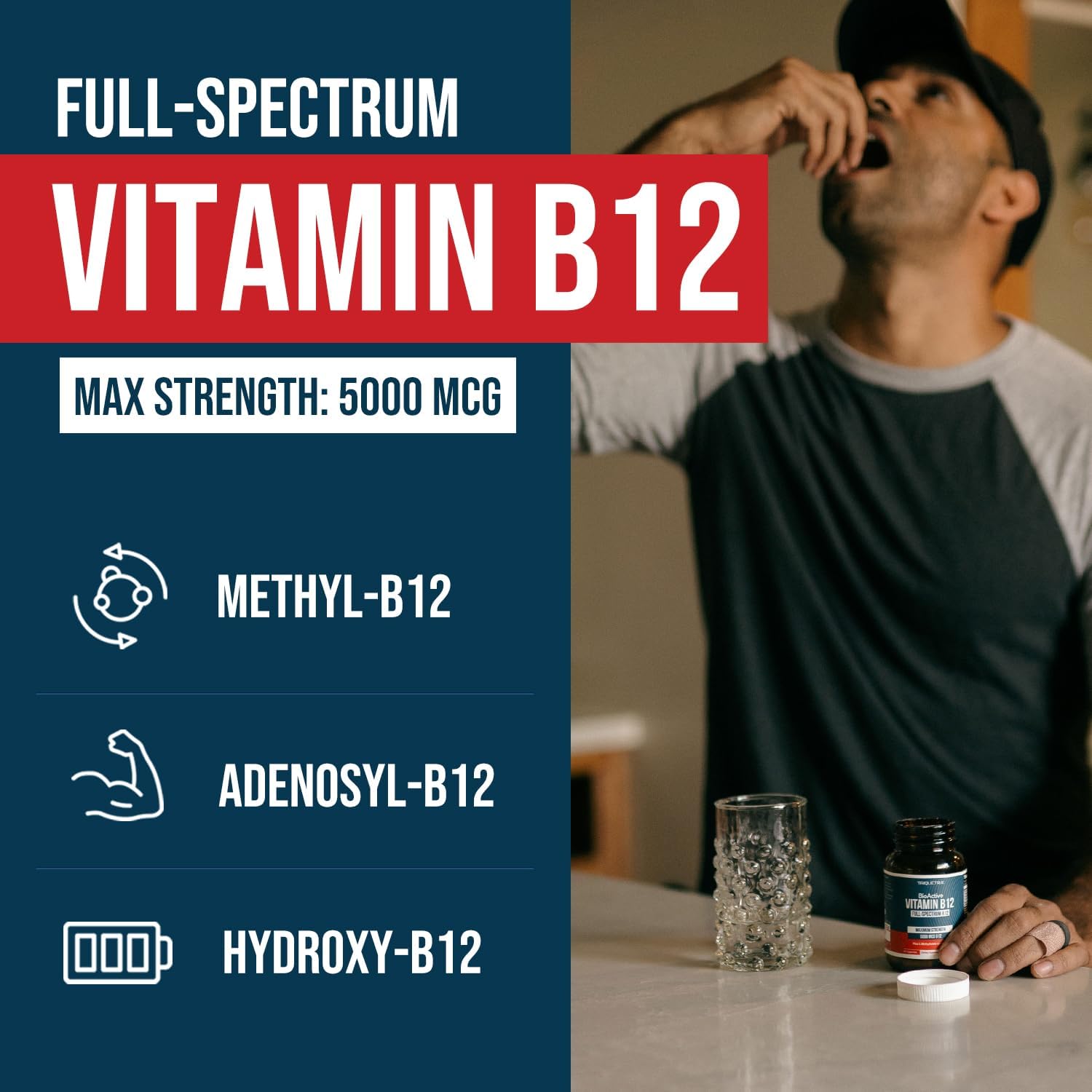 Vitamin B12 5000mcg Complex, Methylated Methylcobalamin for Women & Men - Image 2