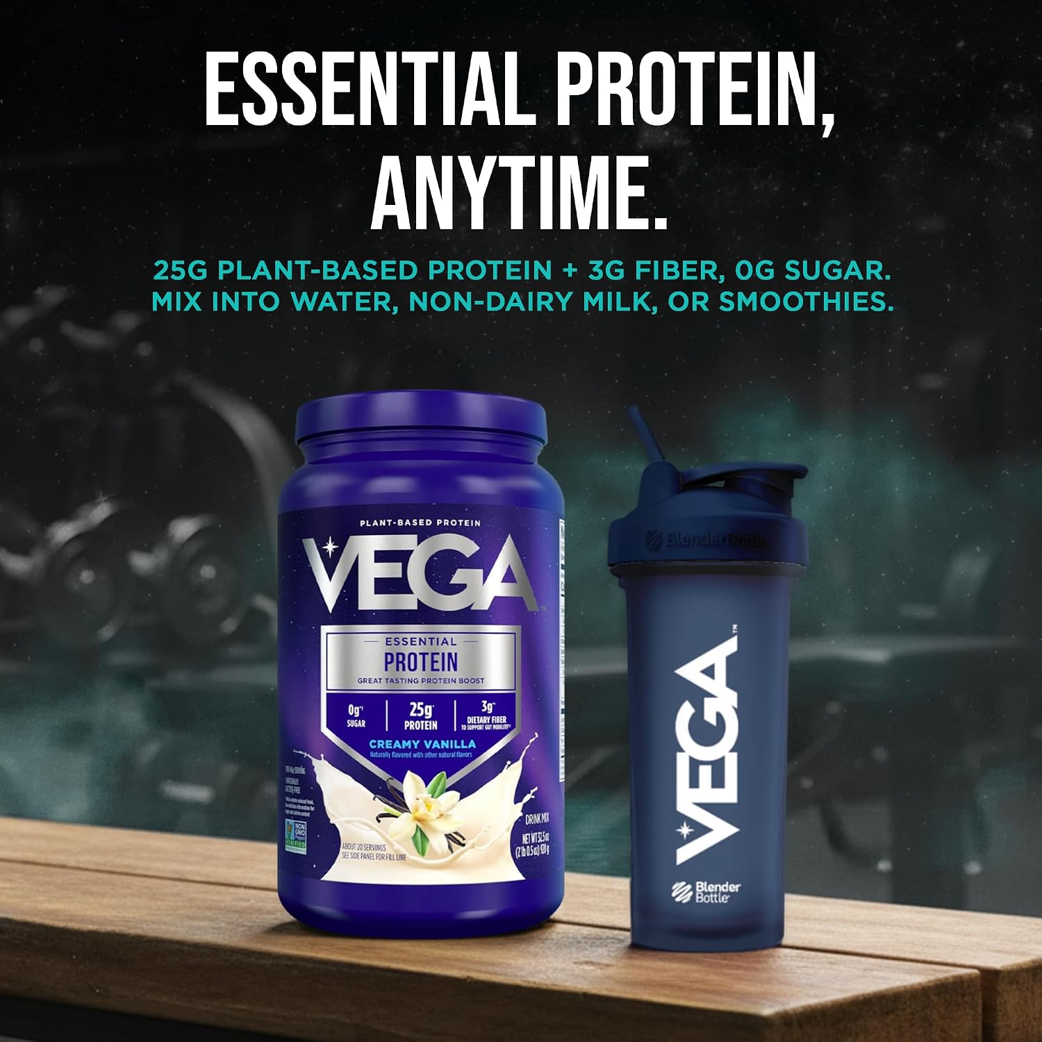 Vega Essential Protein – 25g Plant Based Protein Powder, Creamy Vanilla, Vegan for a Dairy-Free Vanilla Shake – Large Tub, 32.5oz (20 Servings) - Image 11