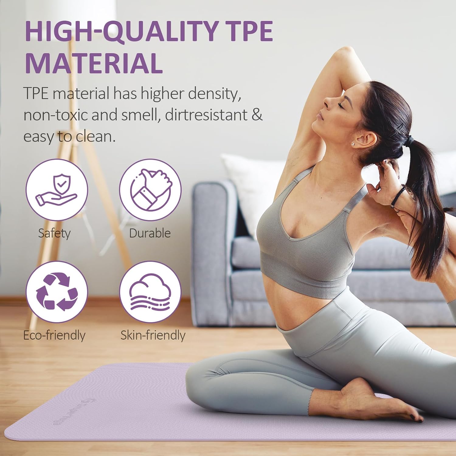 Gruper Yoga Mat Non Slip, Anti-Tear Workout Mat with Carrying Strap and Bag - Image 5