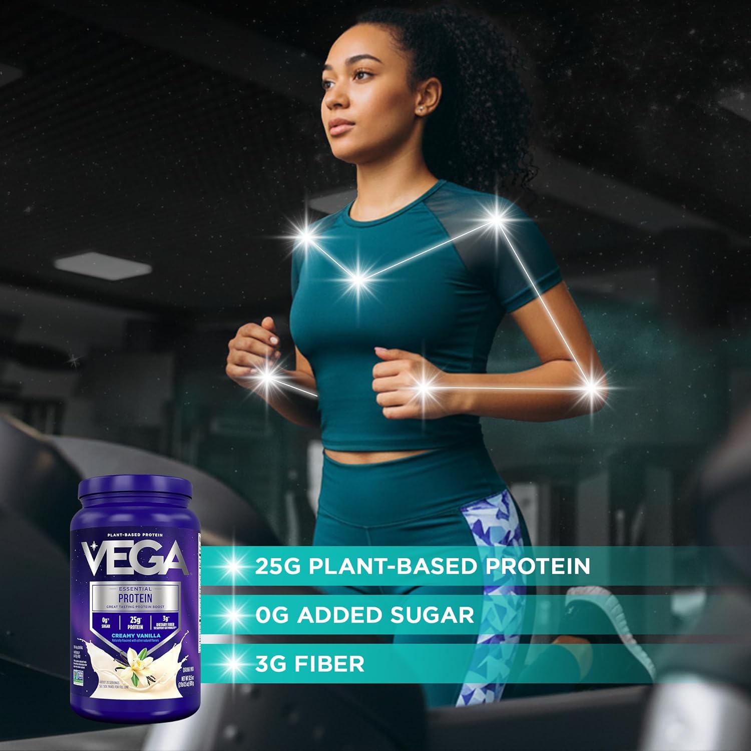 Vega Essential Protein – 25g Plant Based Protein Powder, Creamy Vanilla, Vegan for a Dairy-Free Vanilla Shake – Large Tub, 32.5oz (20 Servings) - Image 4