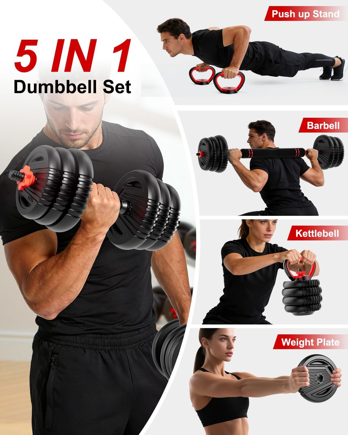 Adjustable Dumbbell set,20/30/45/70/90lbs Free Weight Set - Image 8