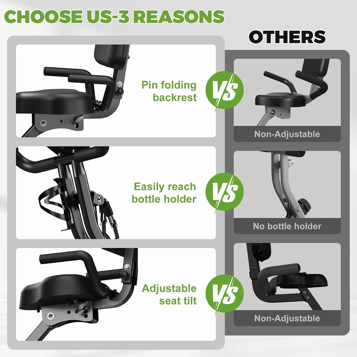 Caromix Folding Exercise Bike, 5 in 1 Stationary Bike with 16-Level Adjustable Magnetic Resistance, 330LB Capacity Indoor Workout Bike, Foldable Exercise Bike for Seniors and Adult - Image 8