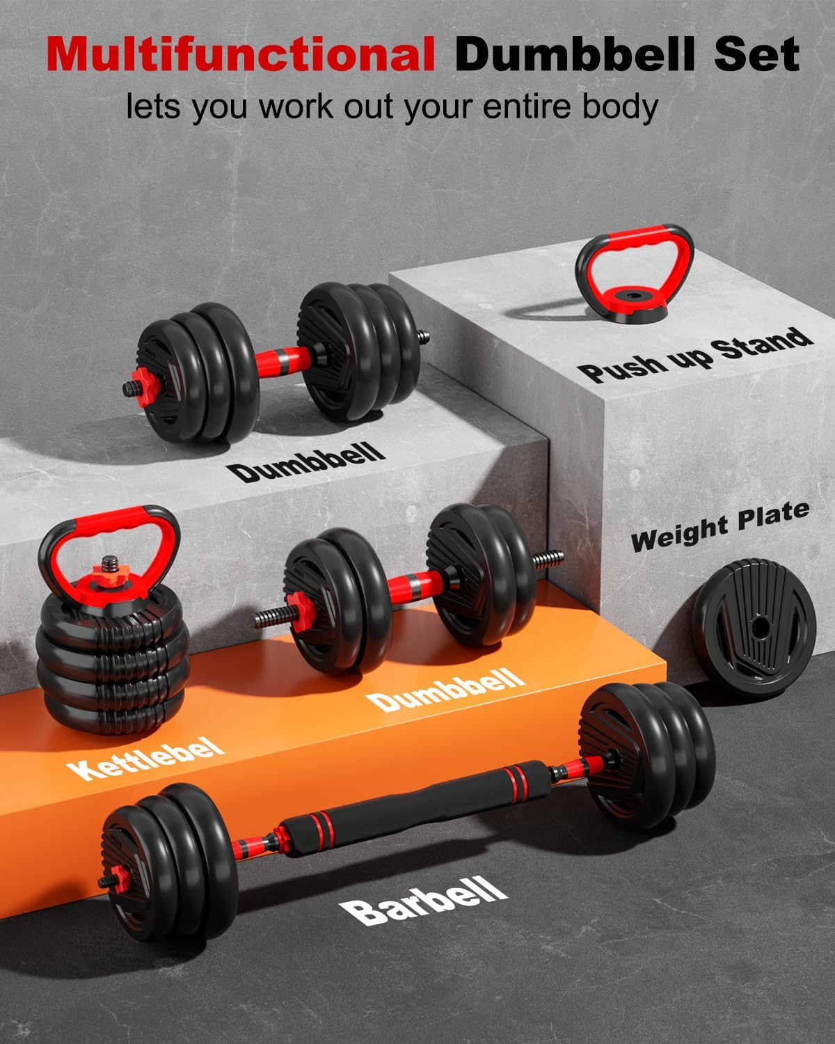 Adjustable Dumbbell set,20/30/45/70/90lbs Free Weight Set - Image 6