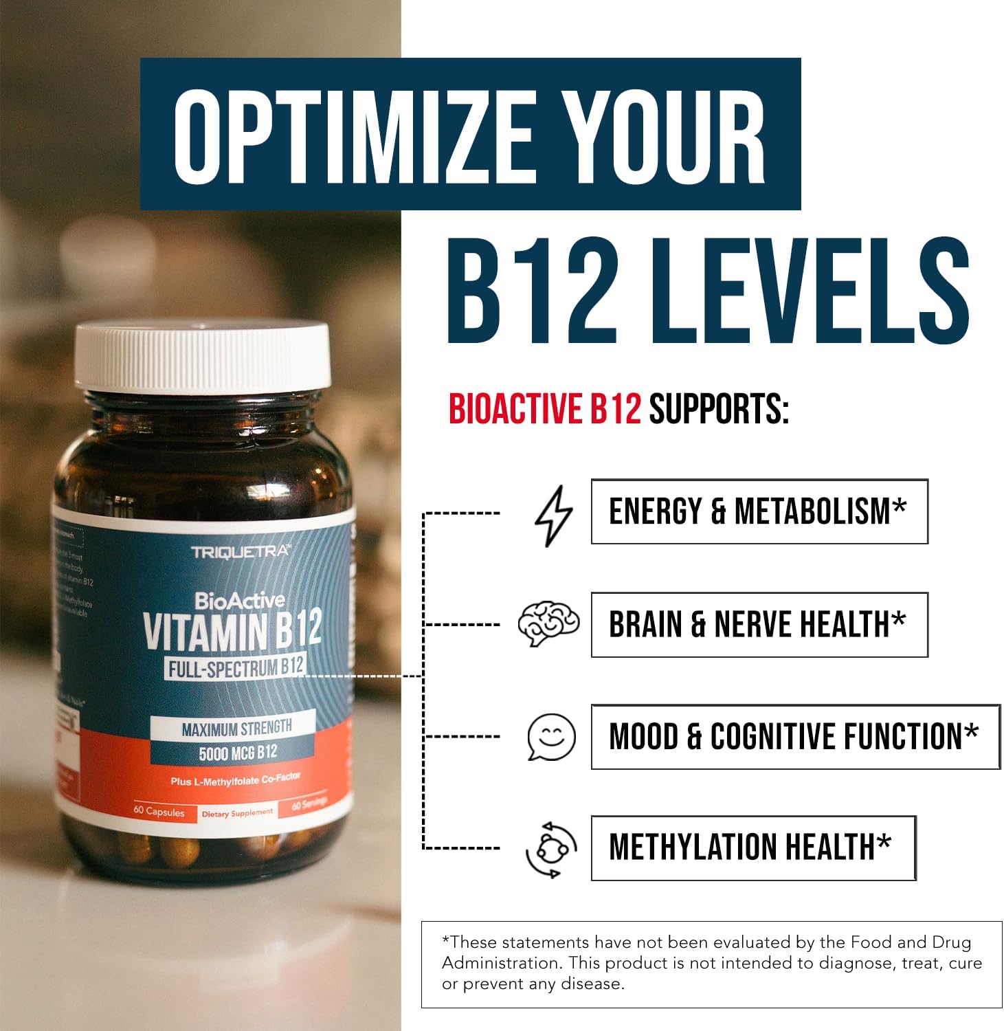 Vitamin B12 5000mcg Complex, Methylated Methylcobalamin for Women & Men - Image 5