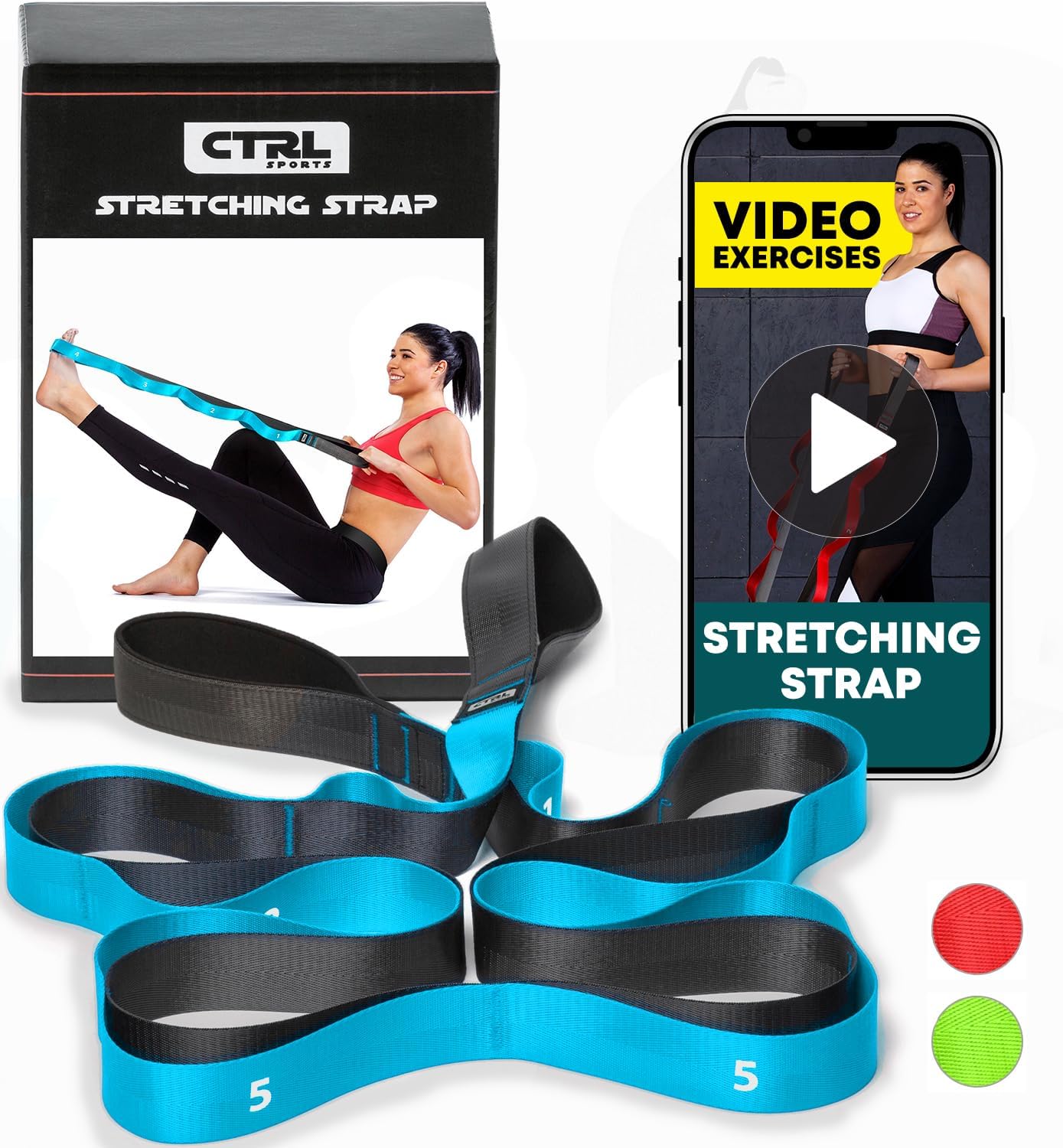 Stretching Strap with Loops - Non Elastic Yoga Strap for Physical Therapy