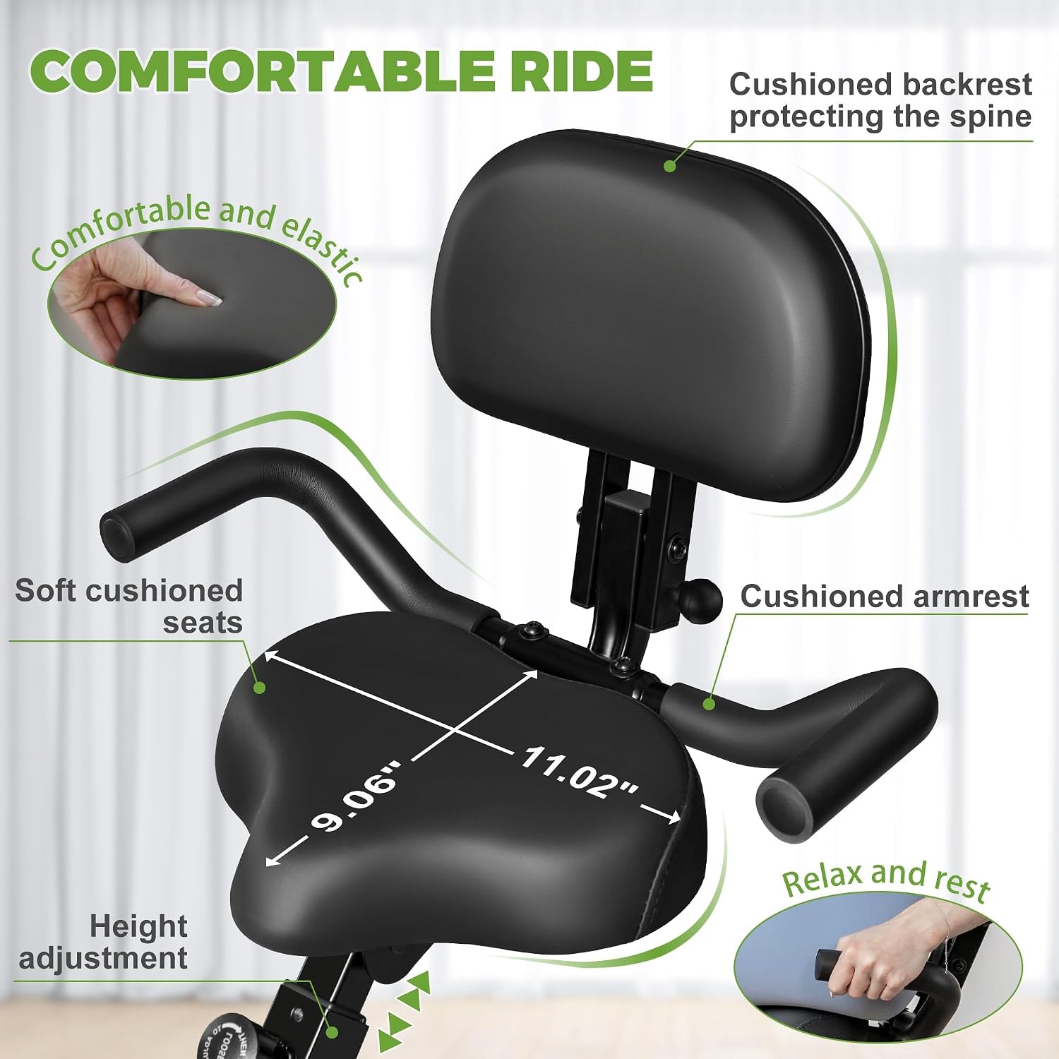 Caromix Folding Exercise Bike, 5 in 1 Stationary Bike with 16-Level Adjustable Magnetic Resistance, 330LB Capacity Indoor Workout Bike, Foldable Exercise Bike for Seniors and Adult - Image 5