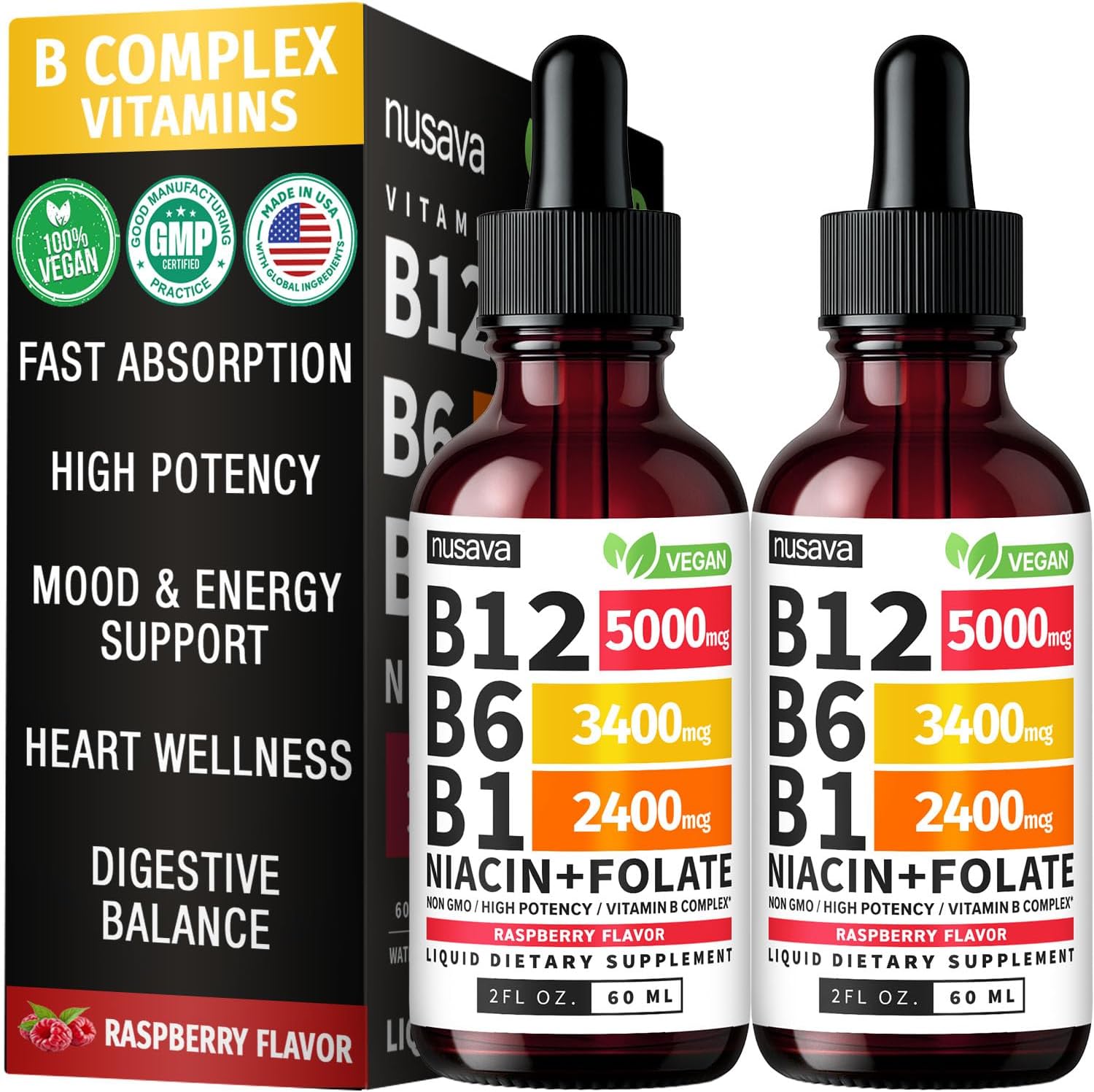 NUSAVA Vitamin B12 5000mcg with B6 ...
