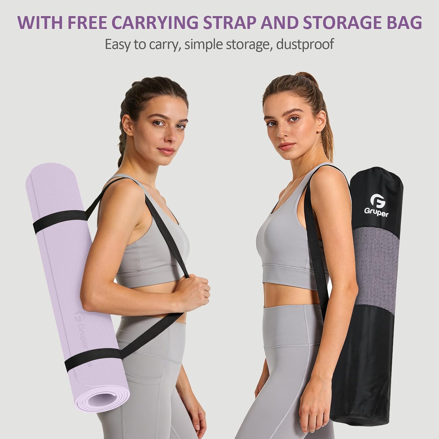 Gruper Yoga Mat Non Slip, Anti-Tear Workout Mat with Carrying Strap and Bag - Image 6