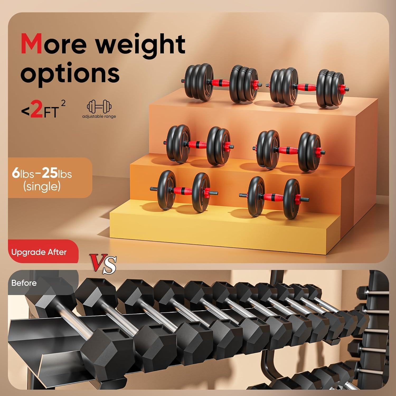 Adjustable Dumbbell set,20/30/45/70/90lbs Free Weight Set - Image 5