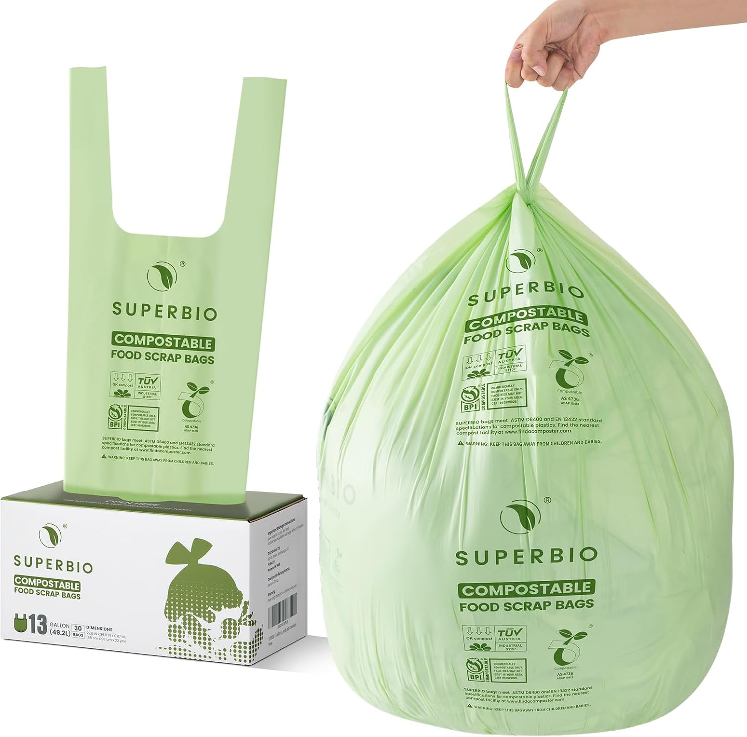 SUPERBIO 13 Gallon Compostable Kitc...