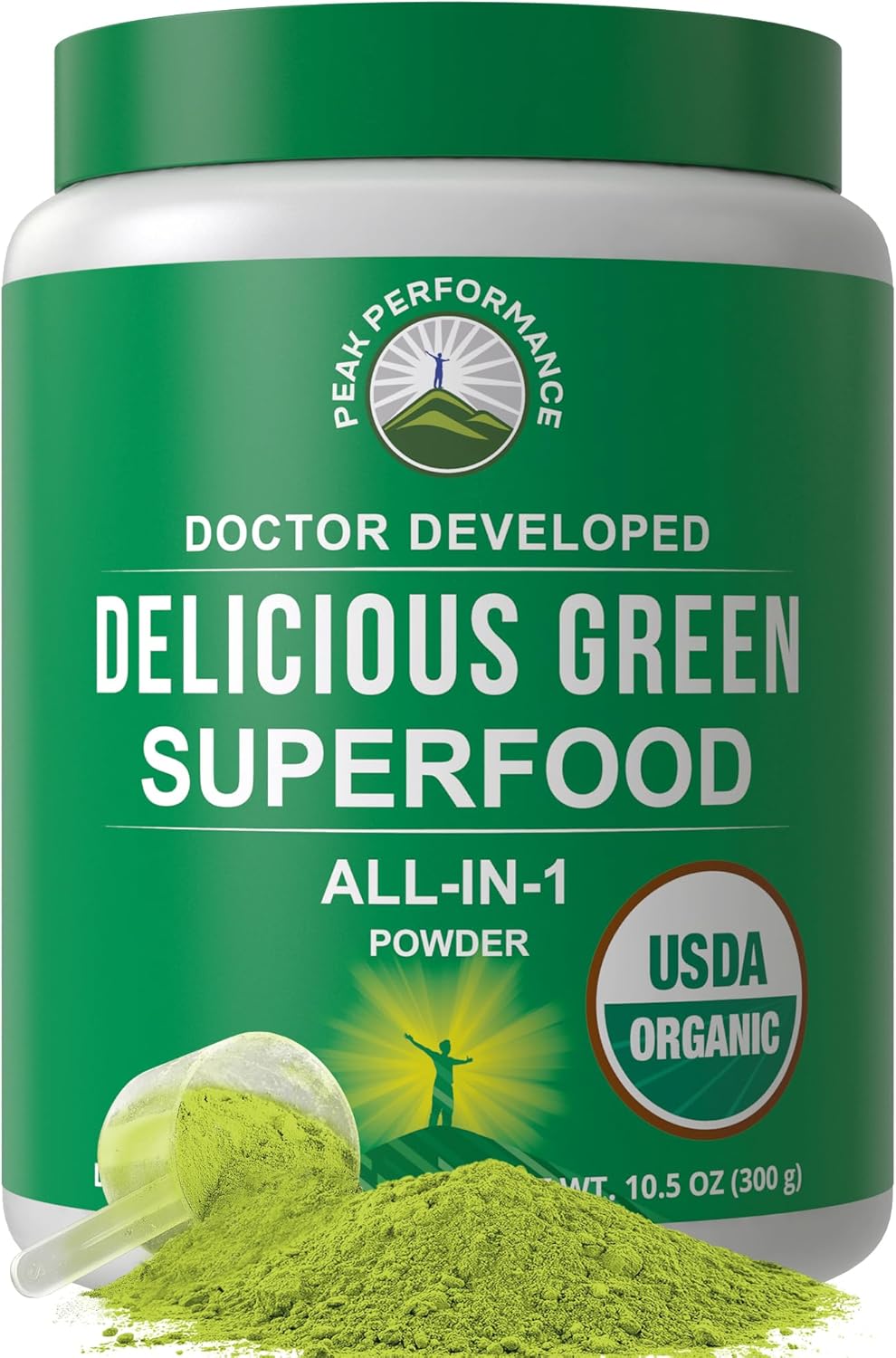 Peak Performance Organic Greens Superfood Powder. Best Tasting Super Greens