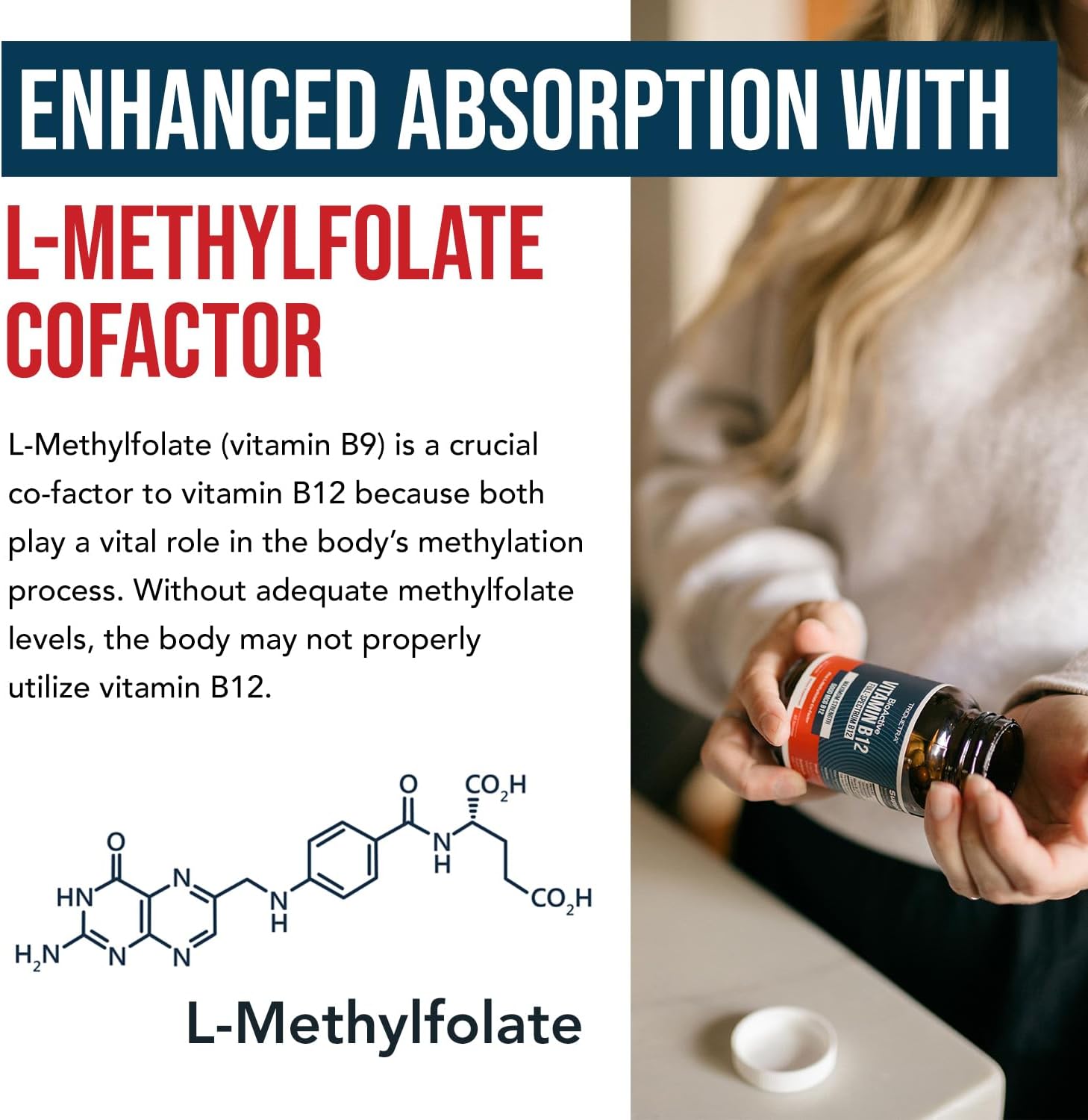 Vitamin B12 5000mcg Complex, Methylated Methylcobalamin for Women & Men - Image 4