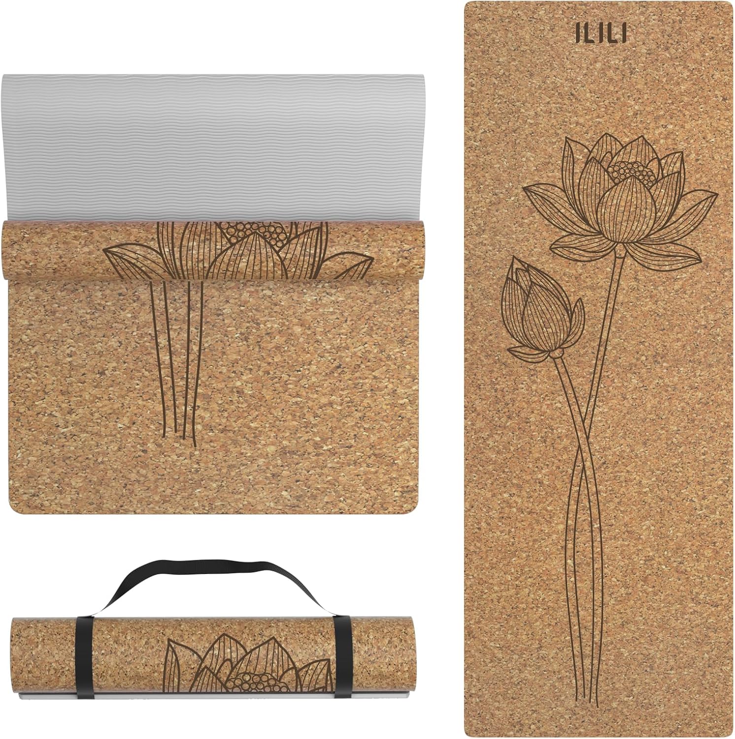 ILILI Cork Yoga Mat Eco-Friendly 1/...