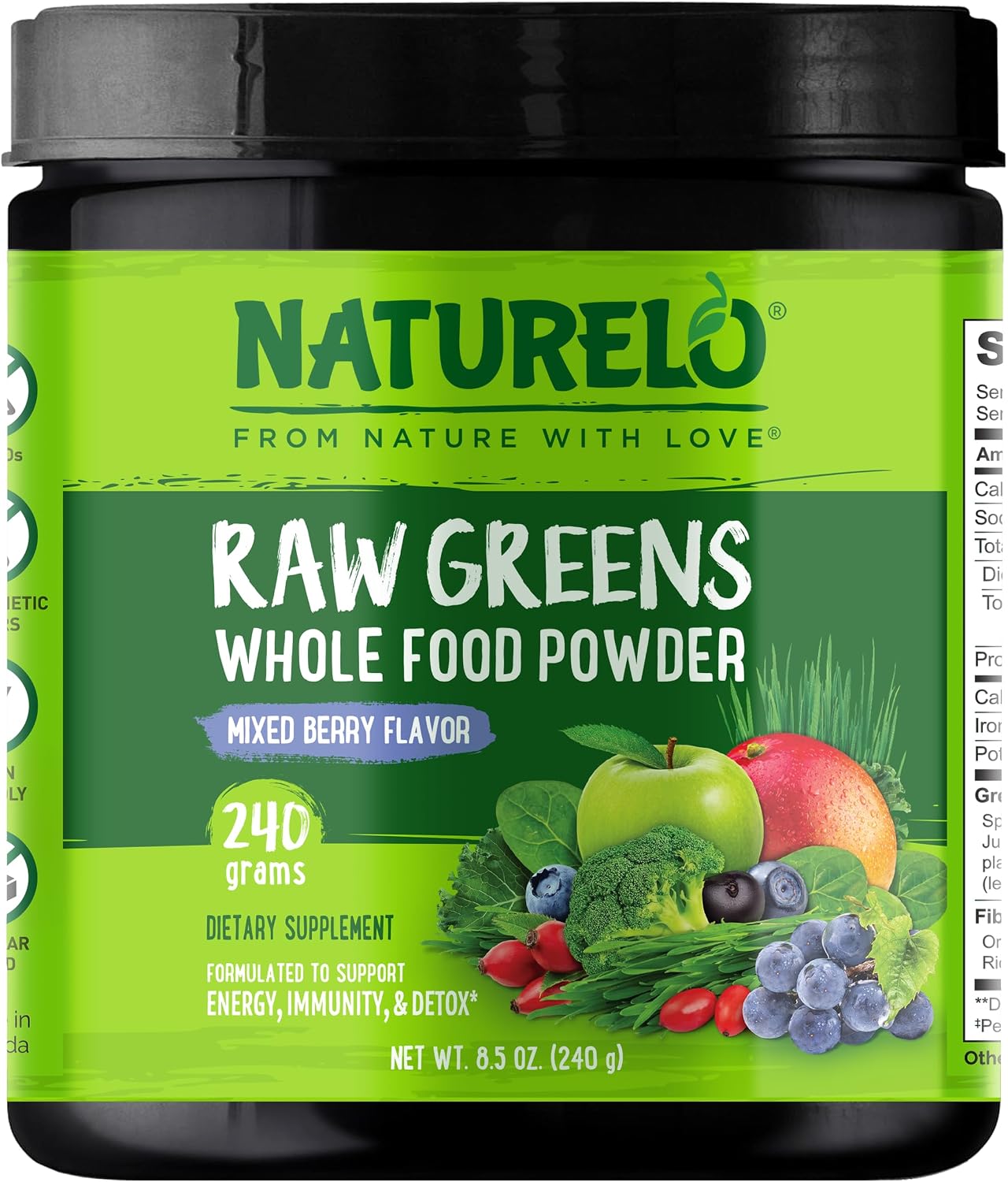 NATURELO Raw Greens Superfood Powde...