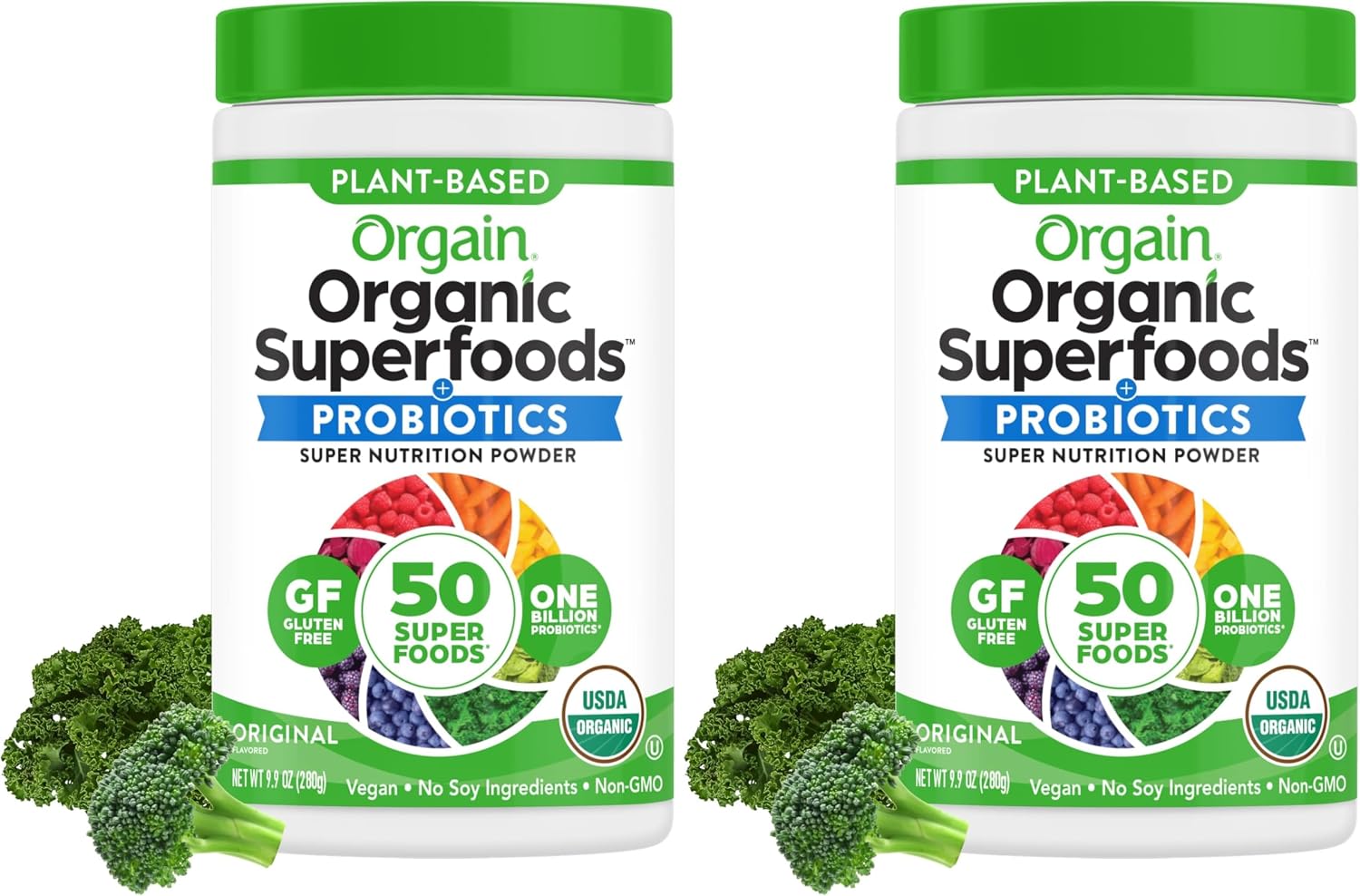 Orgain Organic Greens Powder + 50 Superfoods, Original - 1 Billion Probiotics for Gut Health, Antioxidants, Vegan, Plant Based, Gluten Free, Non GMO, Dairy Free Juice & Smoothie Mix - 0.62lb