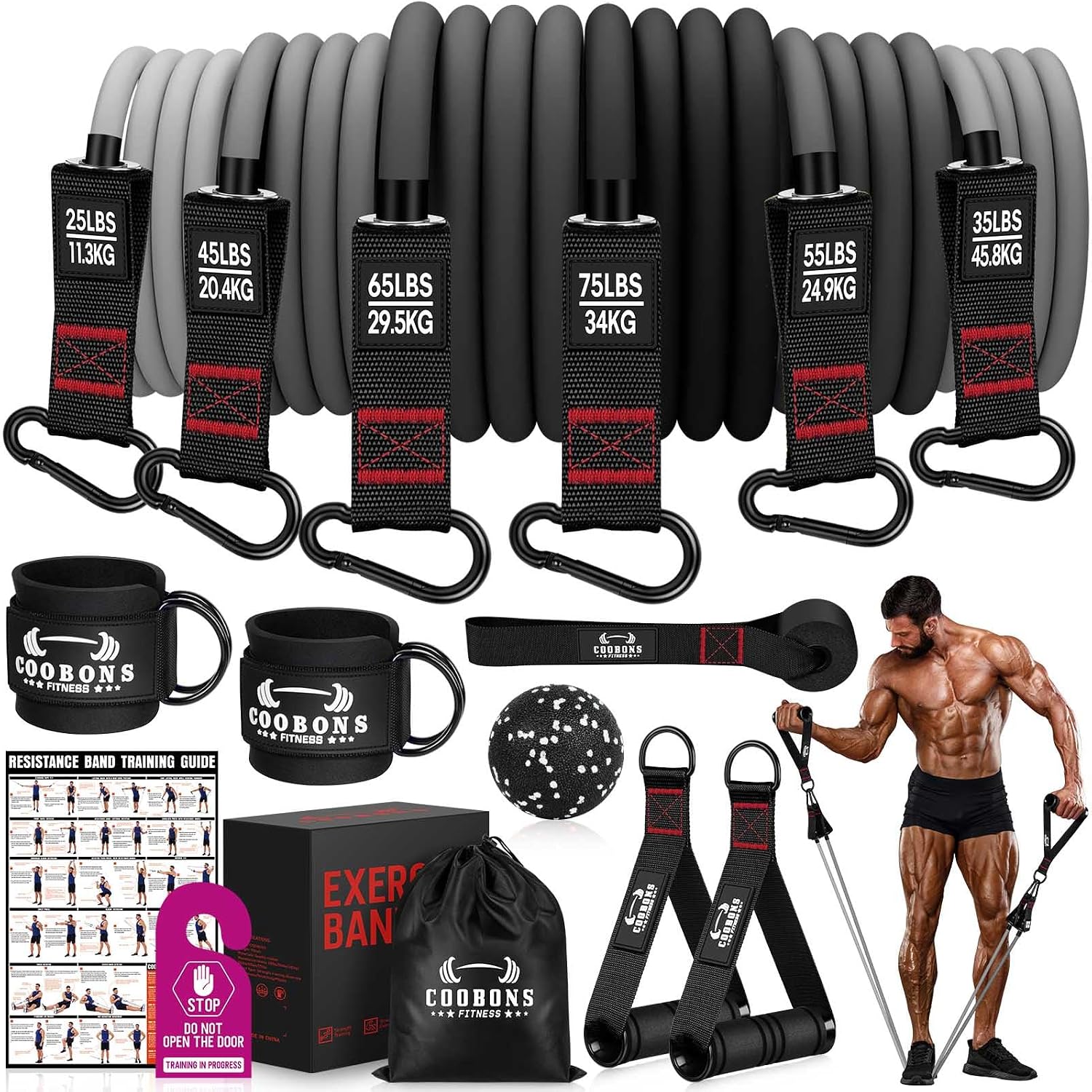 Heavy Resistance Bands for Working Out, 300LBS Exercise Bands with Handles