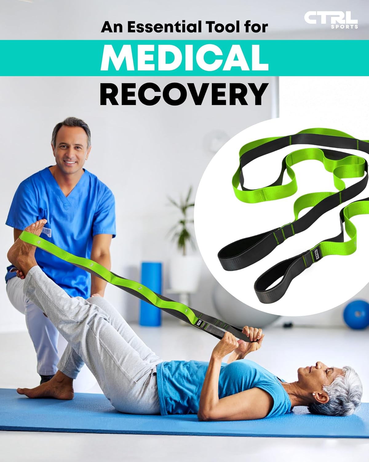 Stretching Strap with Loops - Non Elastic Yoga Strap for Physical Therapy - Image 6