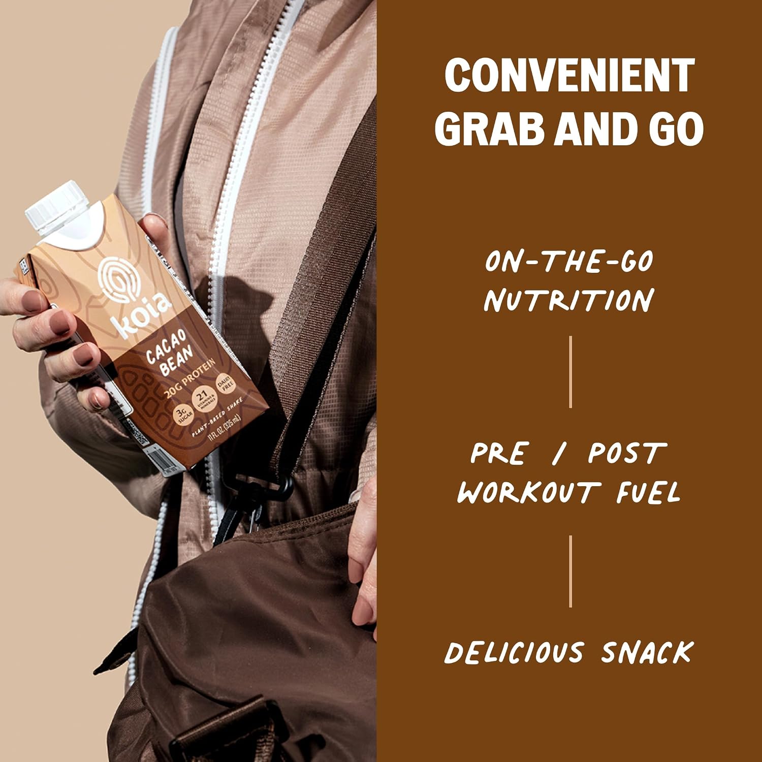 Koia Plant-Based Protein Shake, Cacao Bean, 11 Fl Oz (Pack of 12) - Image 8