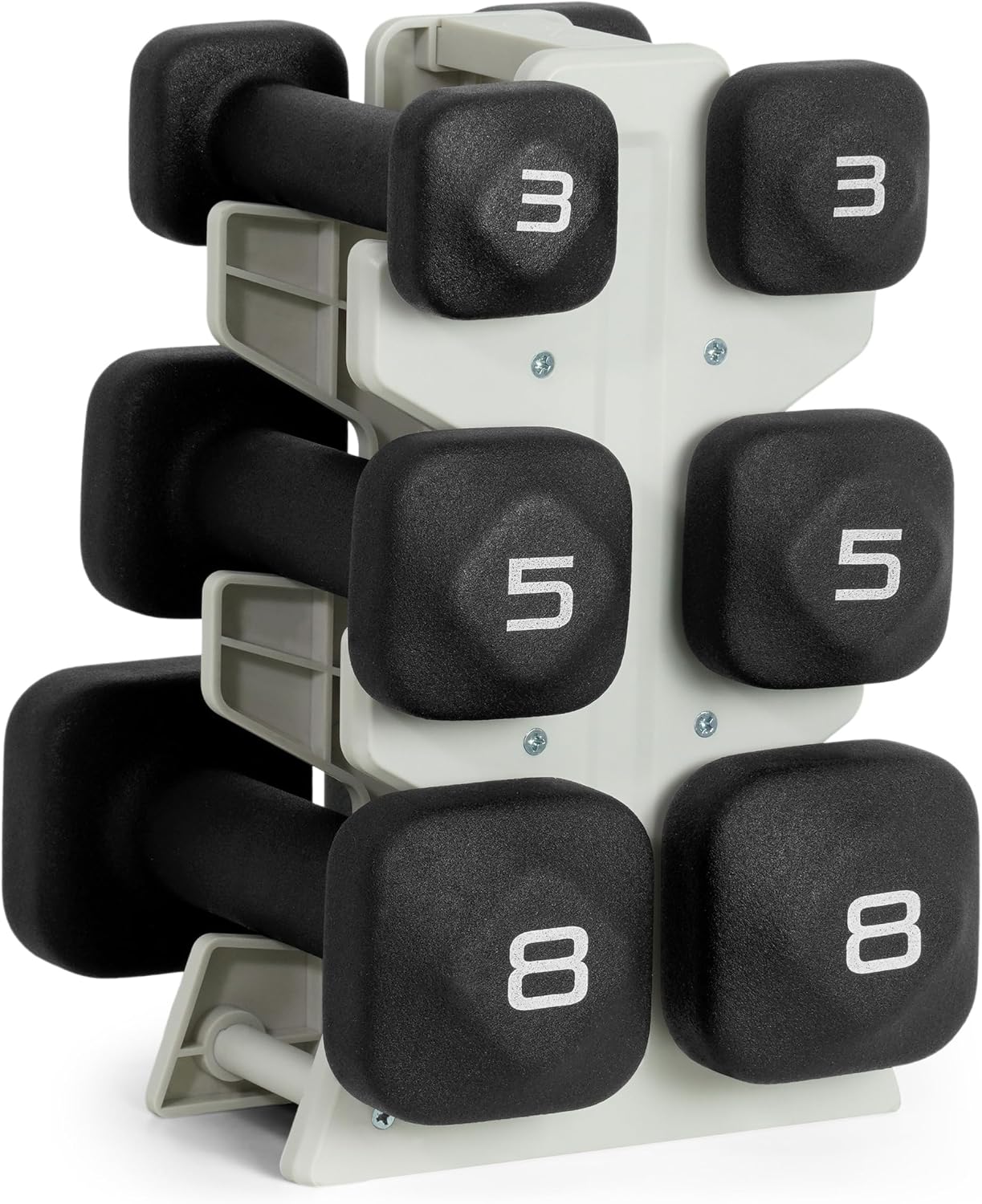 Tone Fitness Neoprene Dumbbell Set with Storage Rack – Non-Slip, Anti-Roll Hand Weights for Home Gym Workouts | 20 lb, 32 lb, 50 lb, 60 lb & 100 lb Options