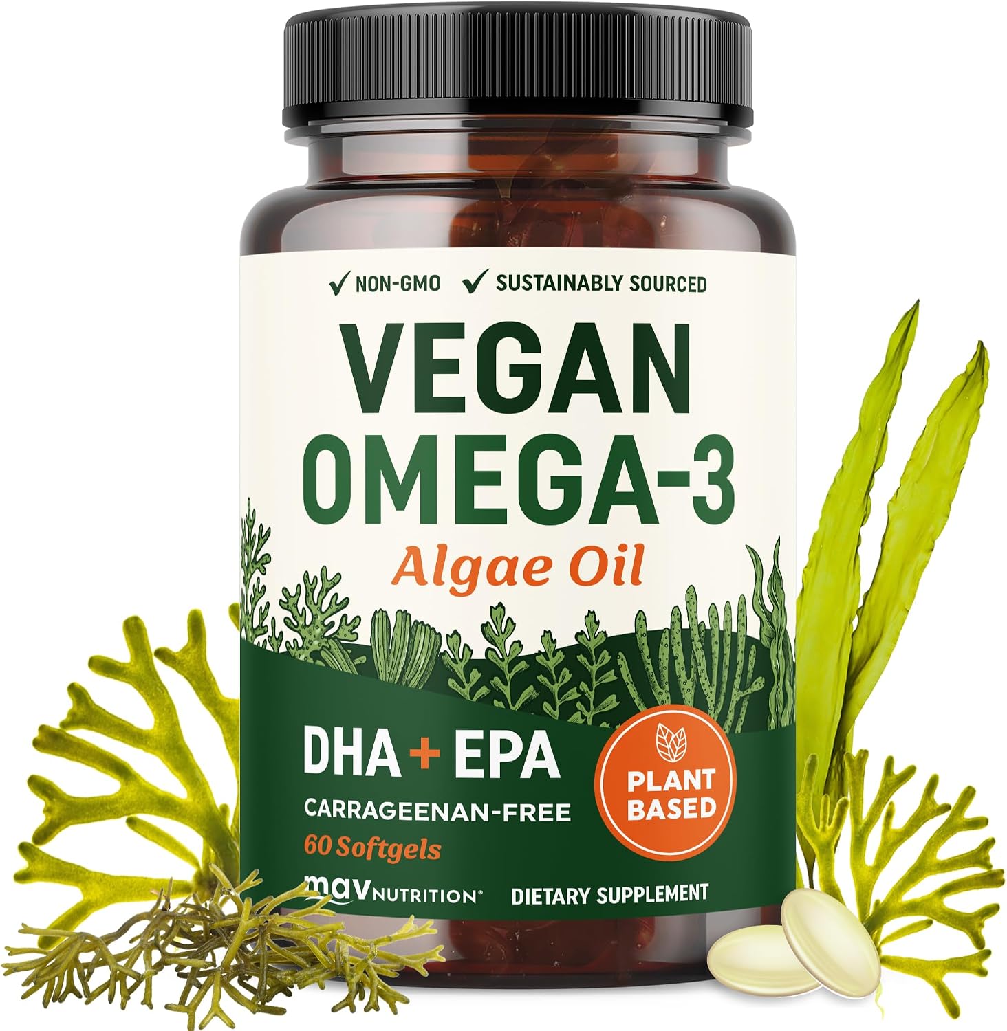 Vegan Omega 3 Algae Oil, Plant Base...