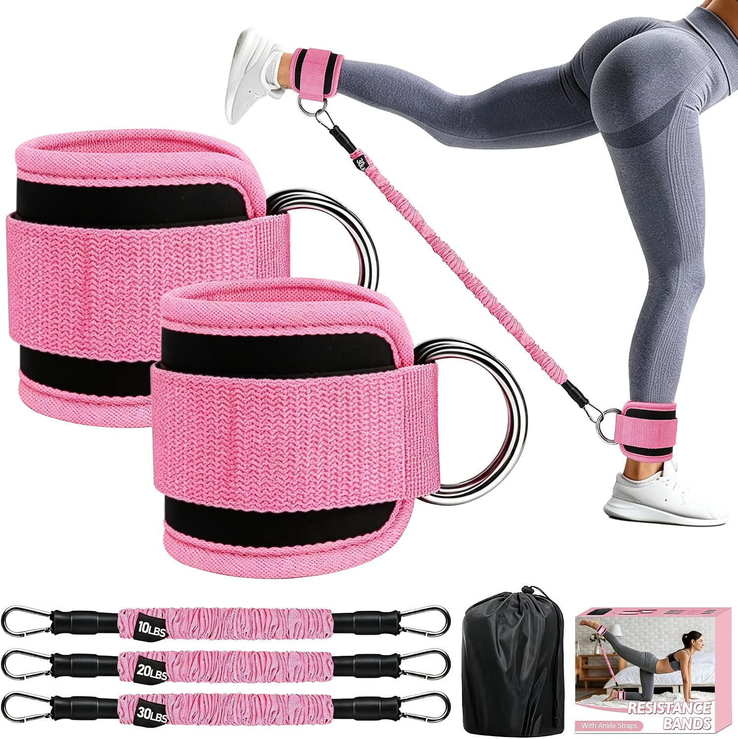 Ankle Resistance Bands with Cuffs,Resistance Bands for Legs and Butt
