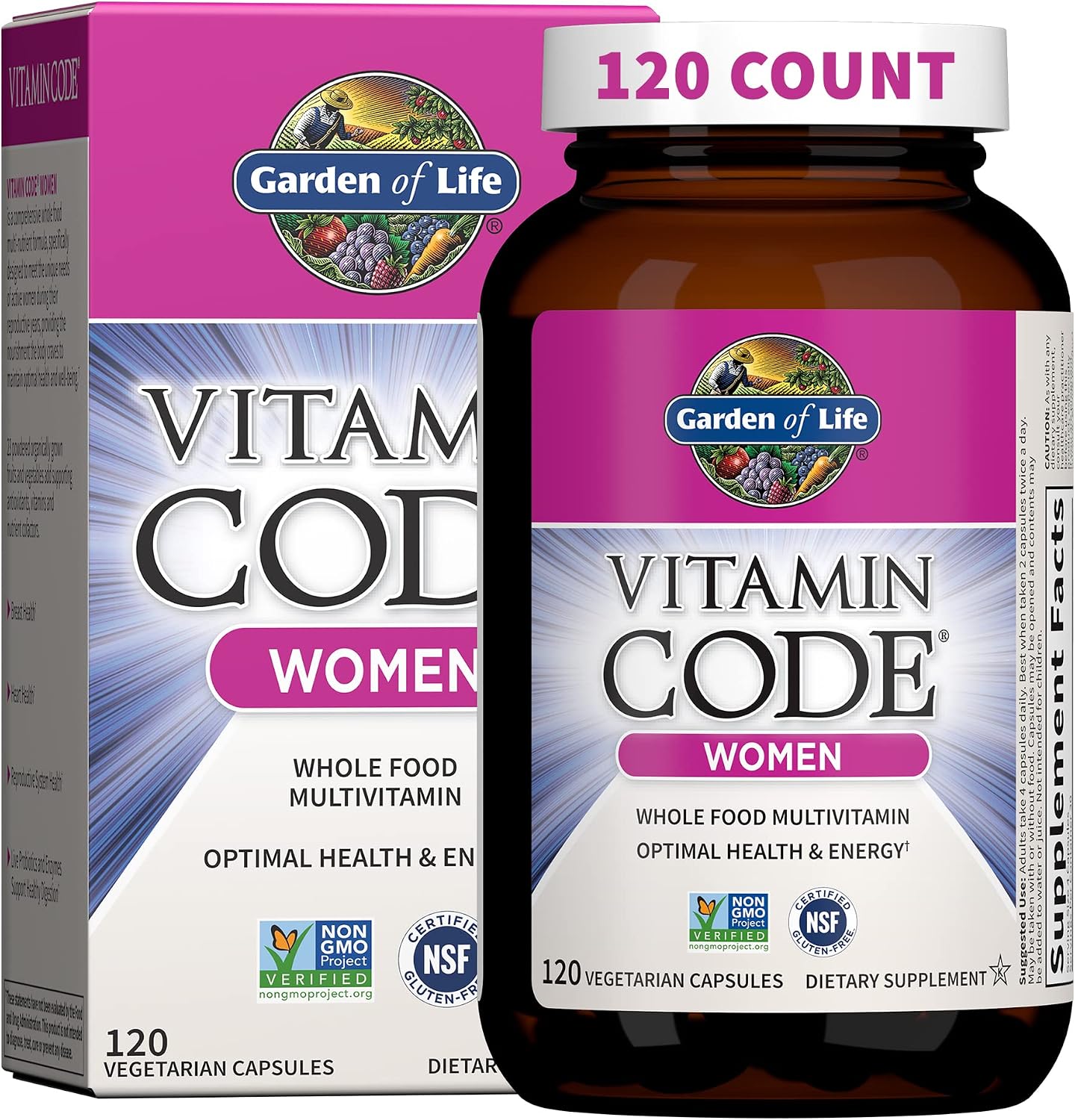 Garden of Life Vitamin Code Women's Multivitamin, Gluten-Free, 120 Capsules