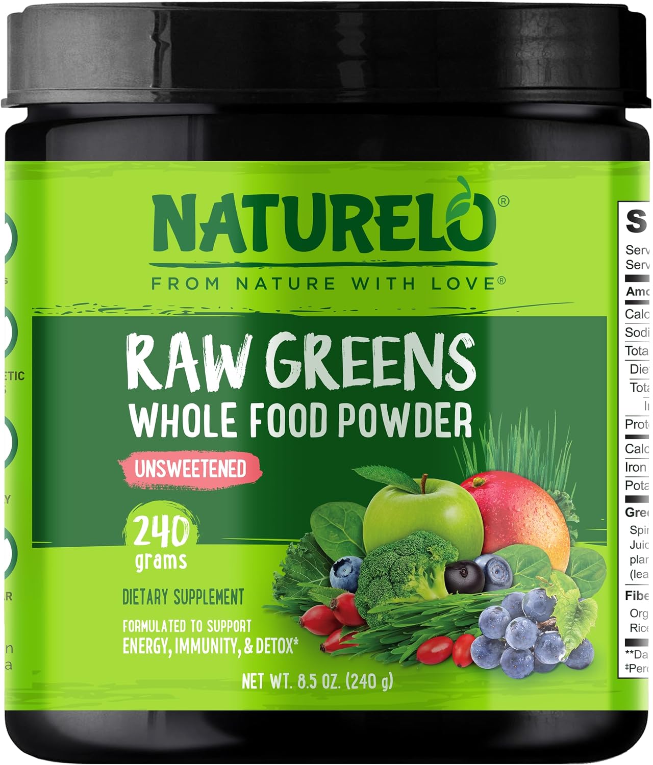 NATURELO Raw Greens Superfood Powde...