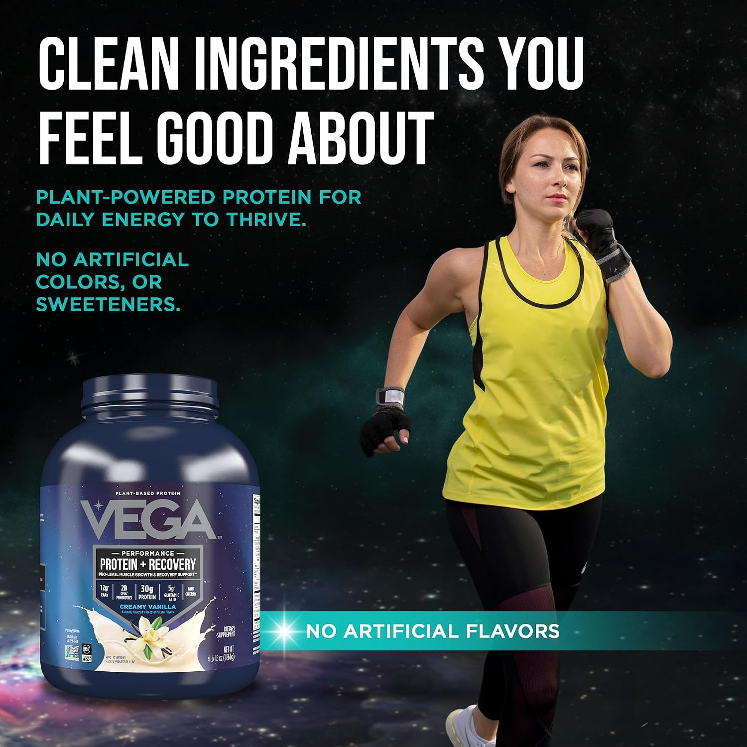 Vega Protein + Recovery, Vanilla – 30g Vegan Protein, Dairy & Gluten Free, Probiotics, NSF Certified, 65.6 oz (45 Servings) - Image 9