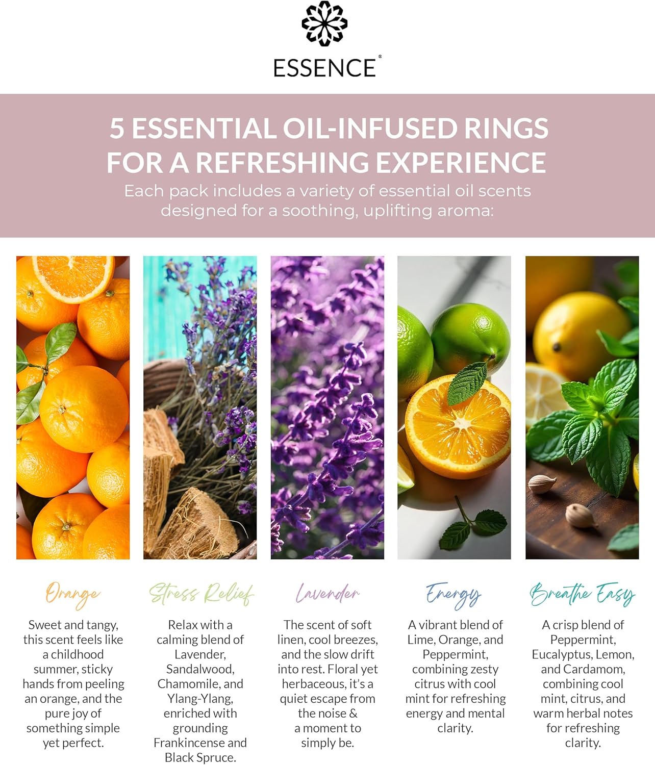 Essence Nasal Diffuser Self Care Bundle – Essential Oil Silicone Nose Rings for Stress, Energy & Mental Clarity – Wearable Aromatherapy Pack for Wellness & Mood Balance - Image 3