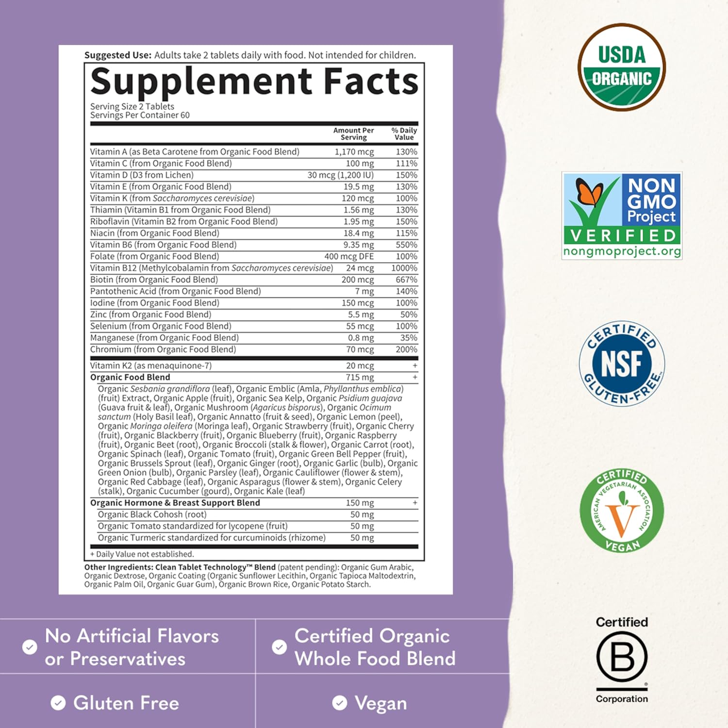 Garden of Life Organics Women 40+ Multivitamin, Vegan, 120 Tablets - Image 3